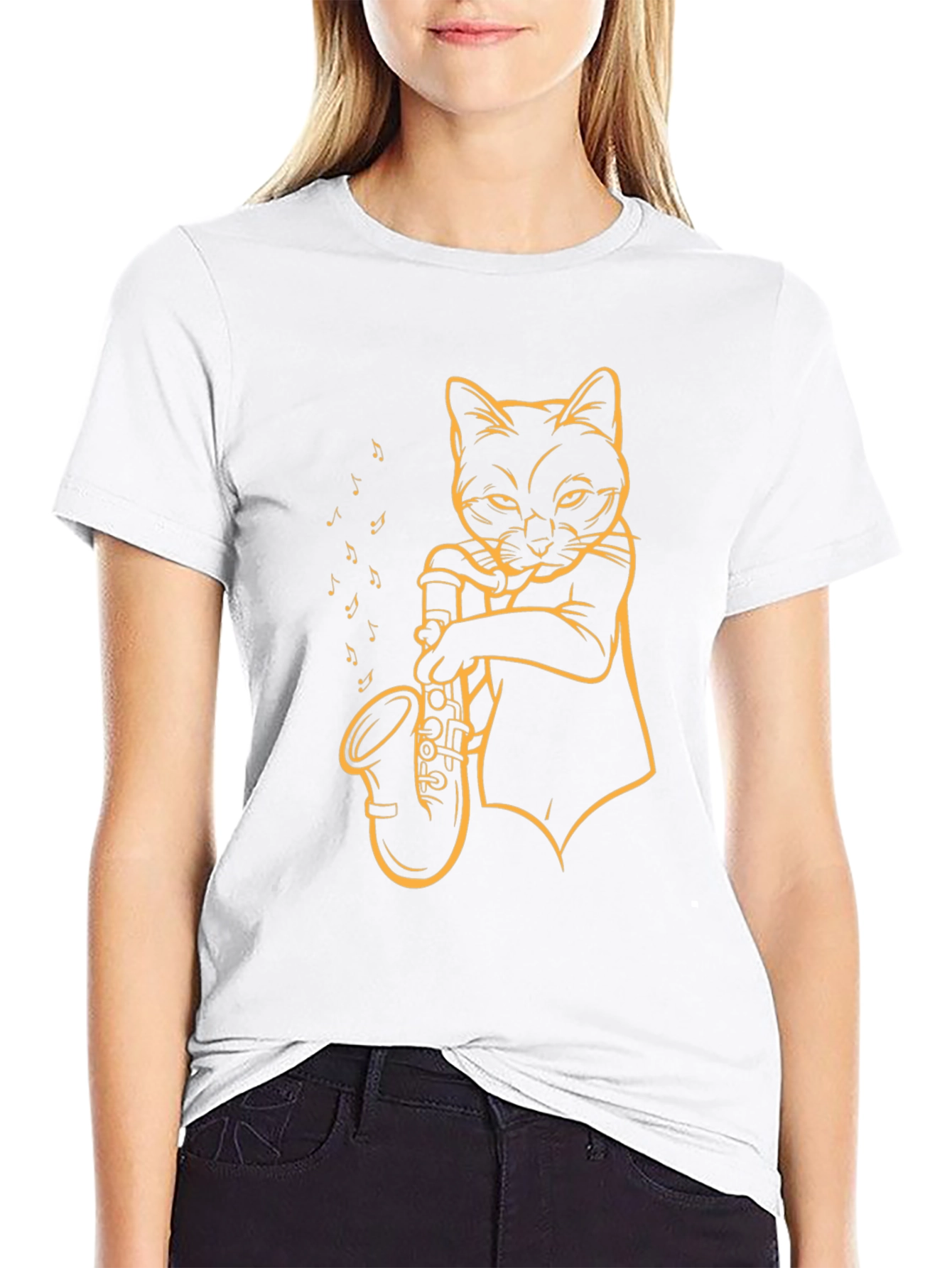 Black Cat Saxophone T-Shirt - Cool Musician Tee view 9