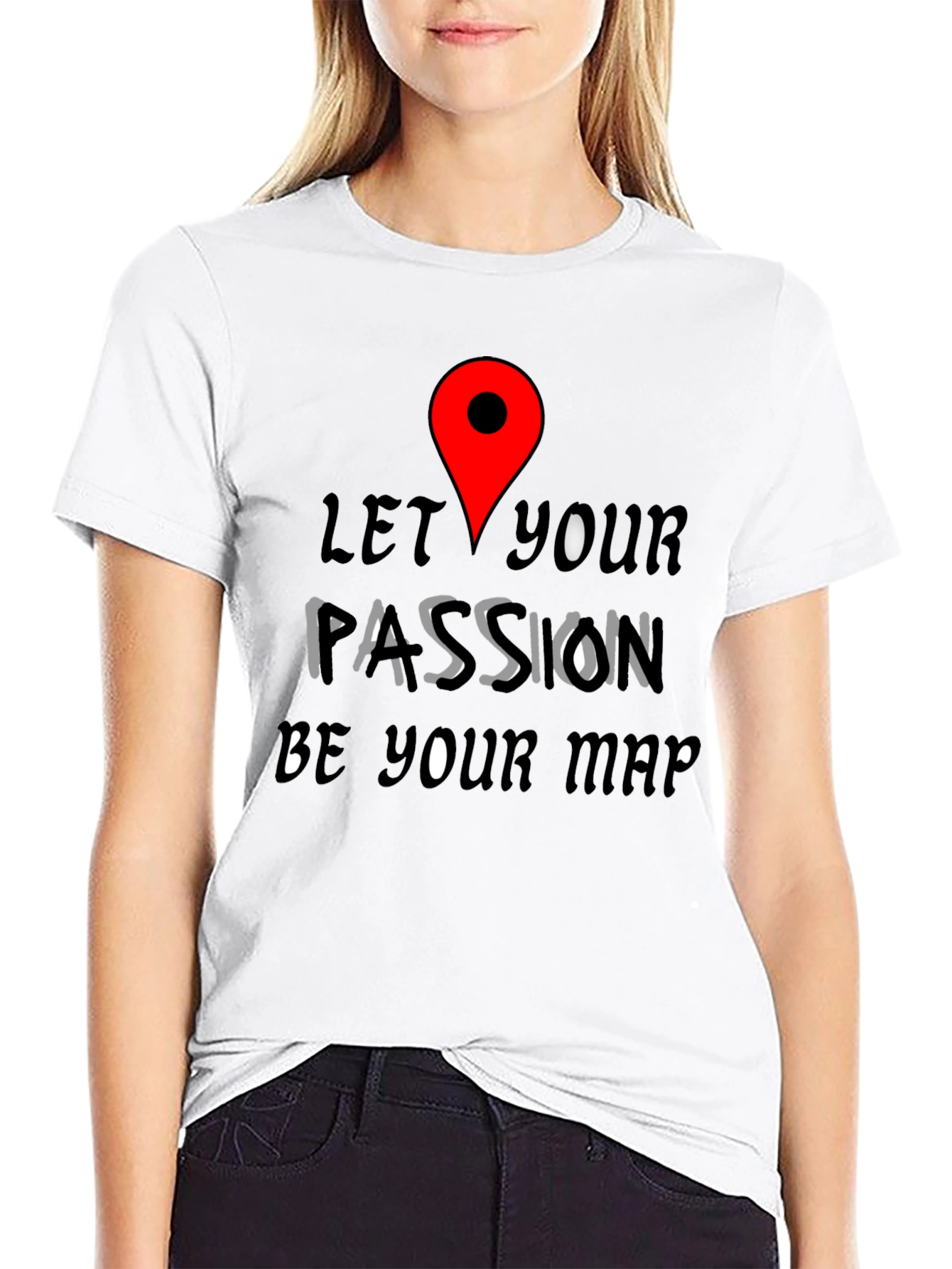 Black Passion Map Tee - Motivational Graphic T-Shirt view 9