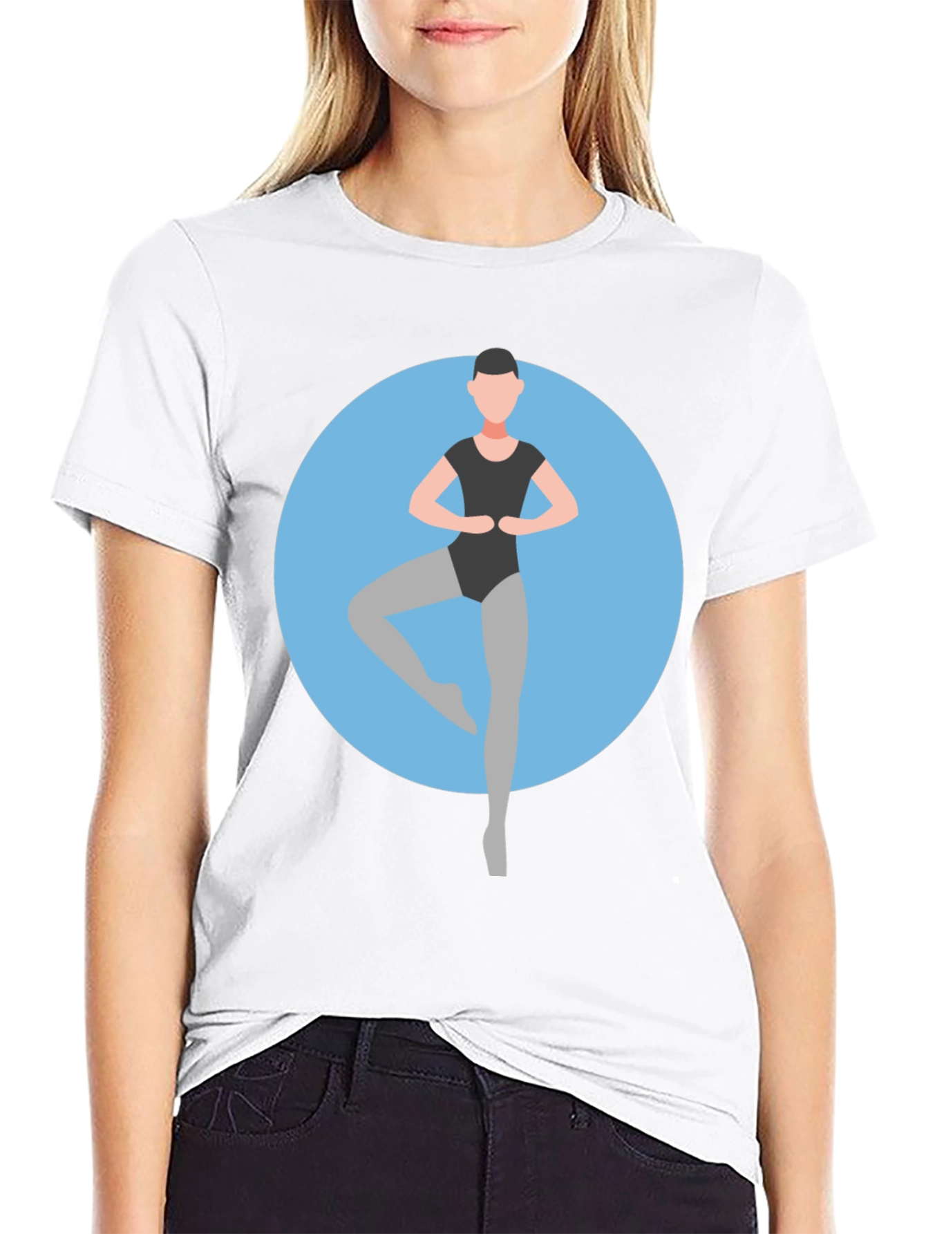 Black Ballerina Graphic Tee - Black Cotton T-Shirt view 9
