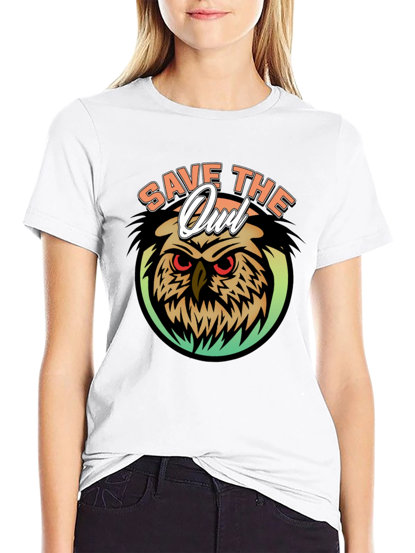 Black Save the Owl Graphic T-Shirt view 9