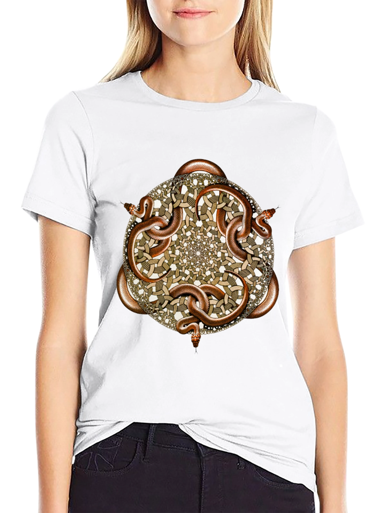 Black Snake Mandala Graphic T-Shirt view 9