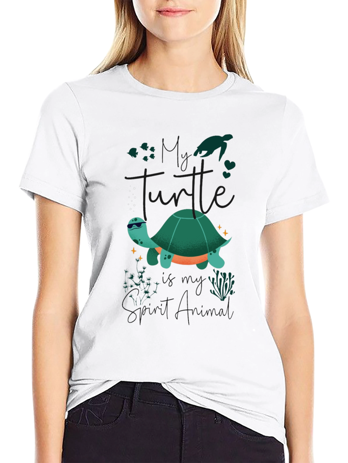 Black Cool Turtle Graphic Tee - Black Casual T-Shirt view 9
