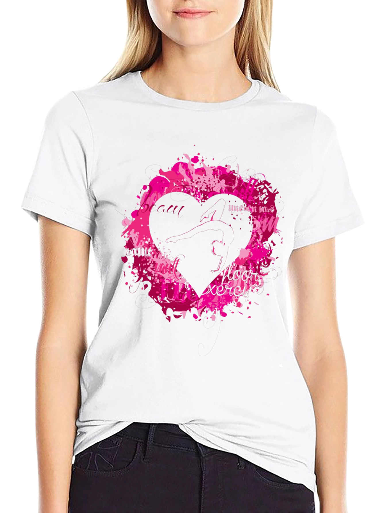 Black Black T-Shirt with Heart Graphic view 9