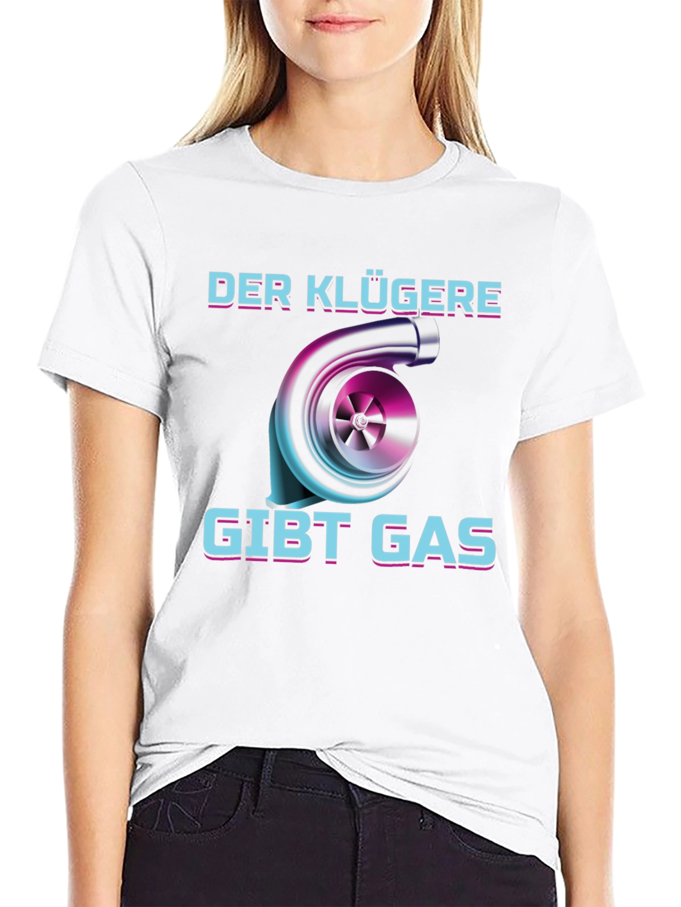 Black Der Klügere Gibt Gas T-Shirt Turbo Car Enthusiast view 9
