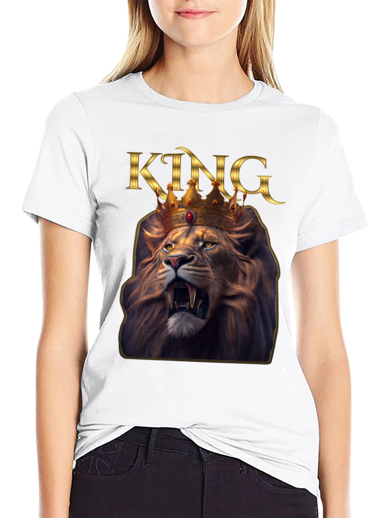 Black King Lion Graphic Tee - Black T-Shirt view 9