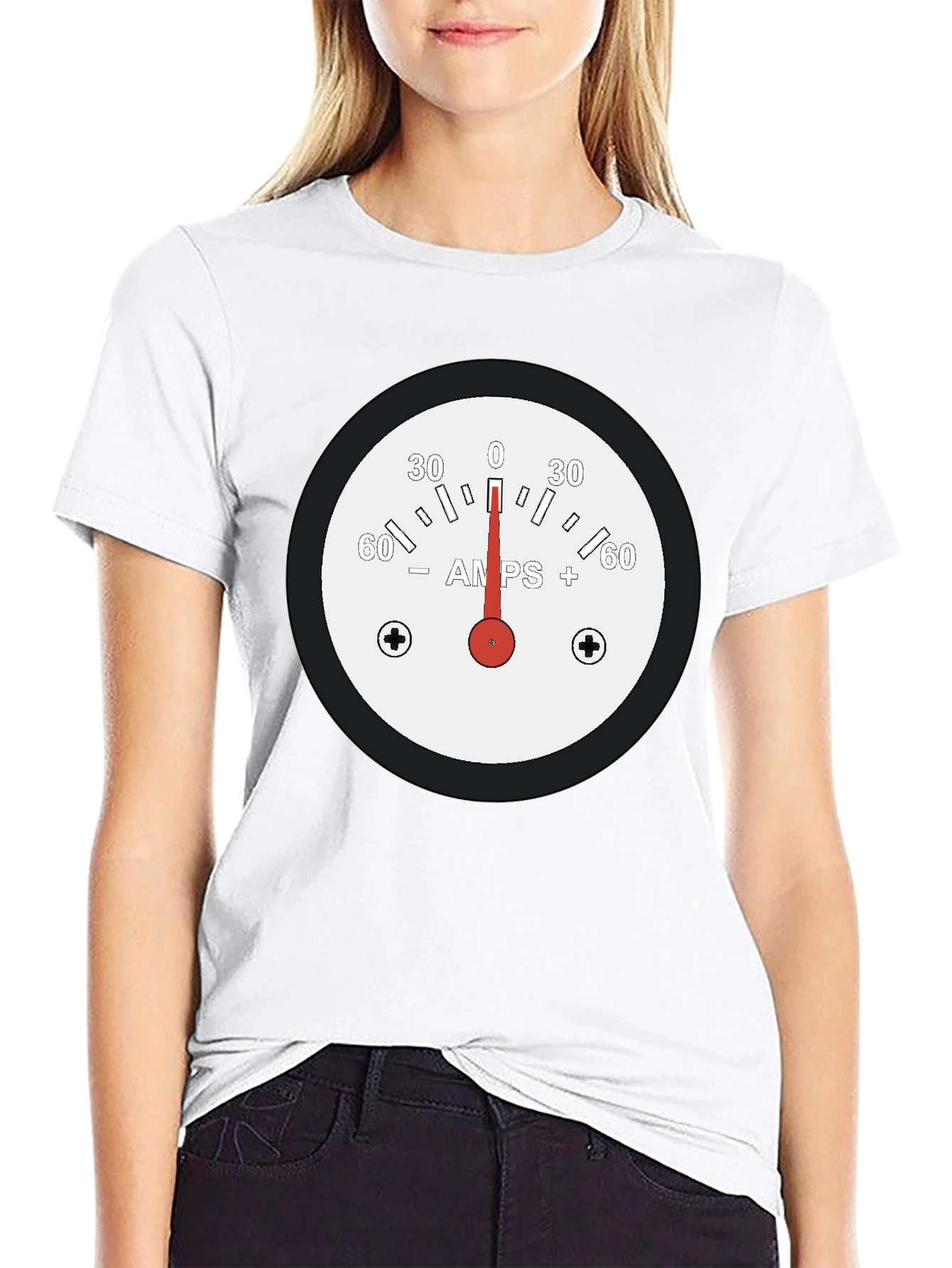 Black Amps Gauge Graphic Tee - Black Cotton T-Shirt view 9