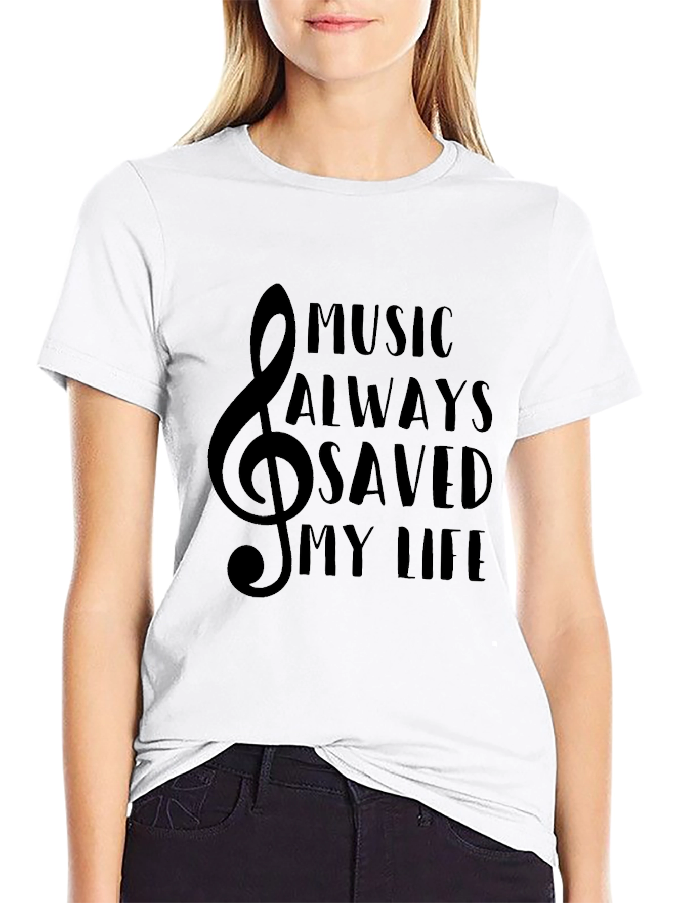 Black Music Saved My Life Black Graphic T-Shirt view 9