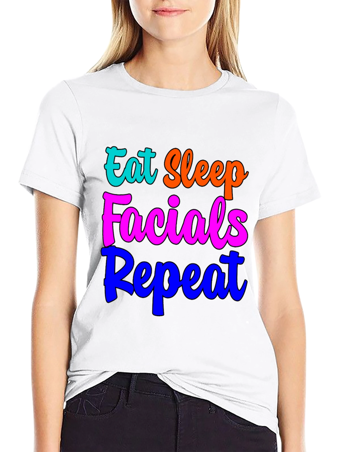 Black Eat Sleep Facials Repeat Graphic T-Shirt view 9