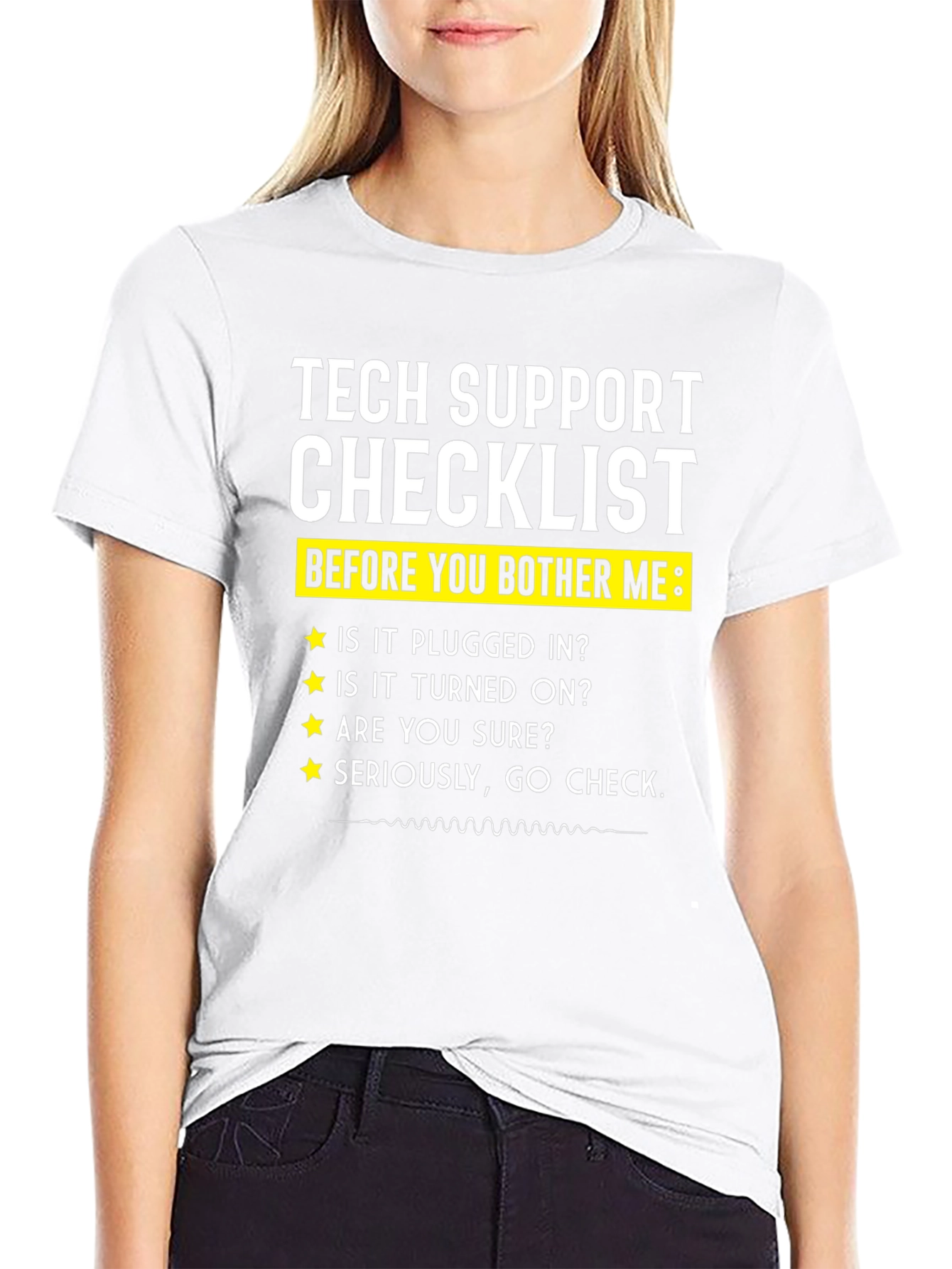 Black Tech Support Checklist Novelty T-Shirt view 9