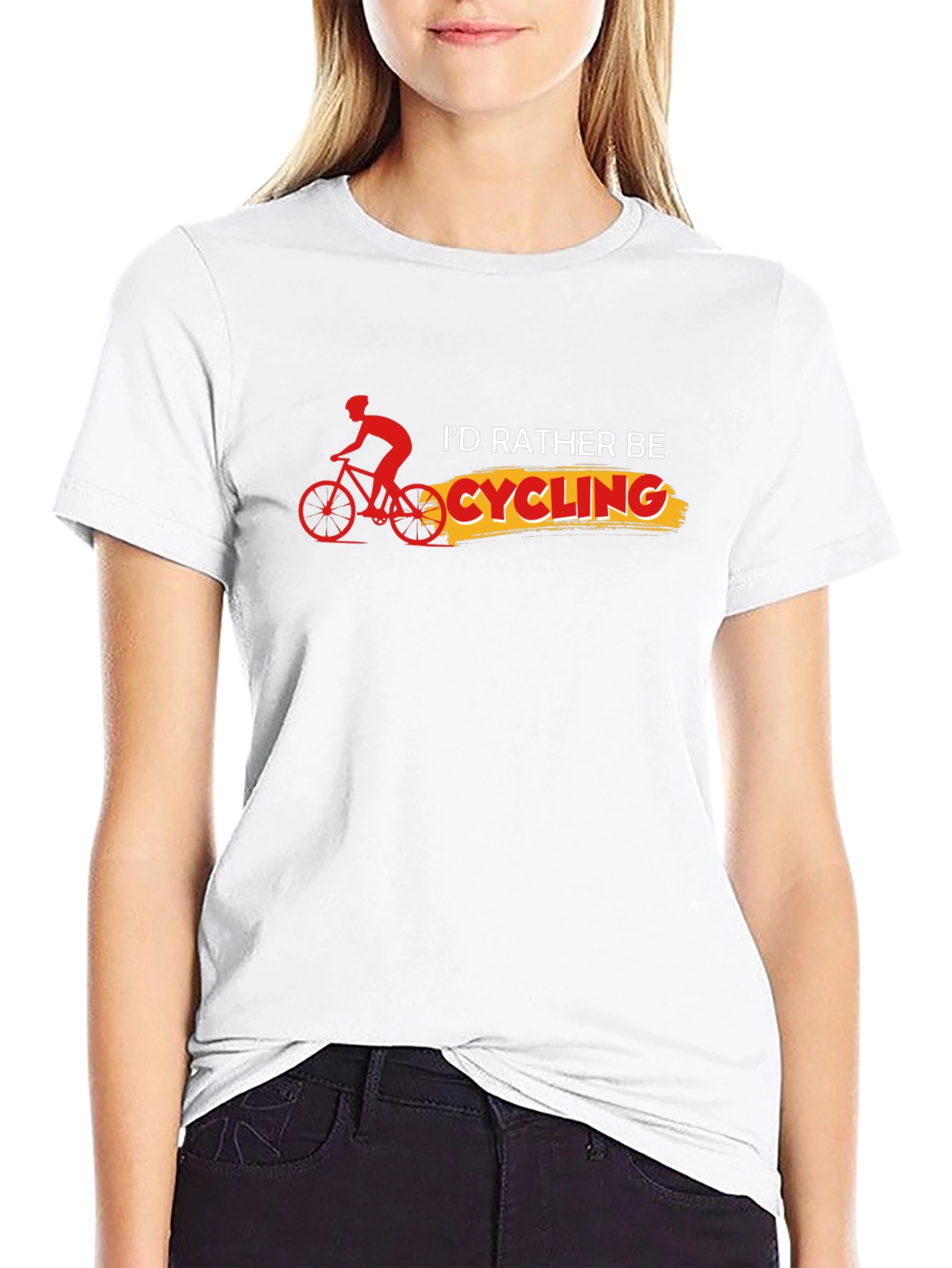 Black Cycling T-Shirt: I'd Rather Be Cycling view 9