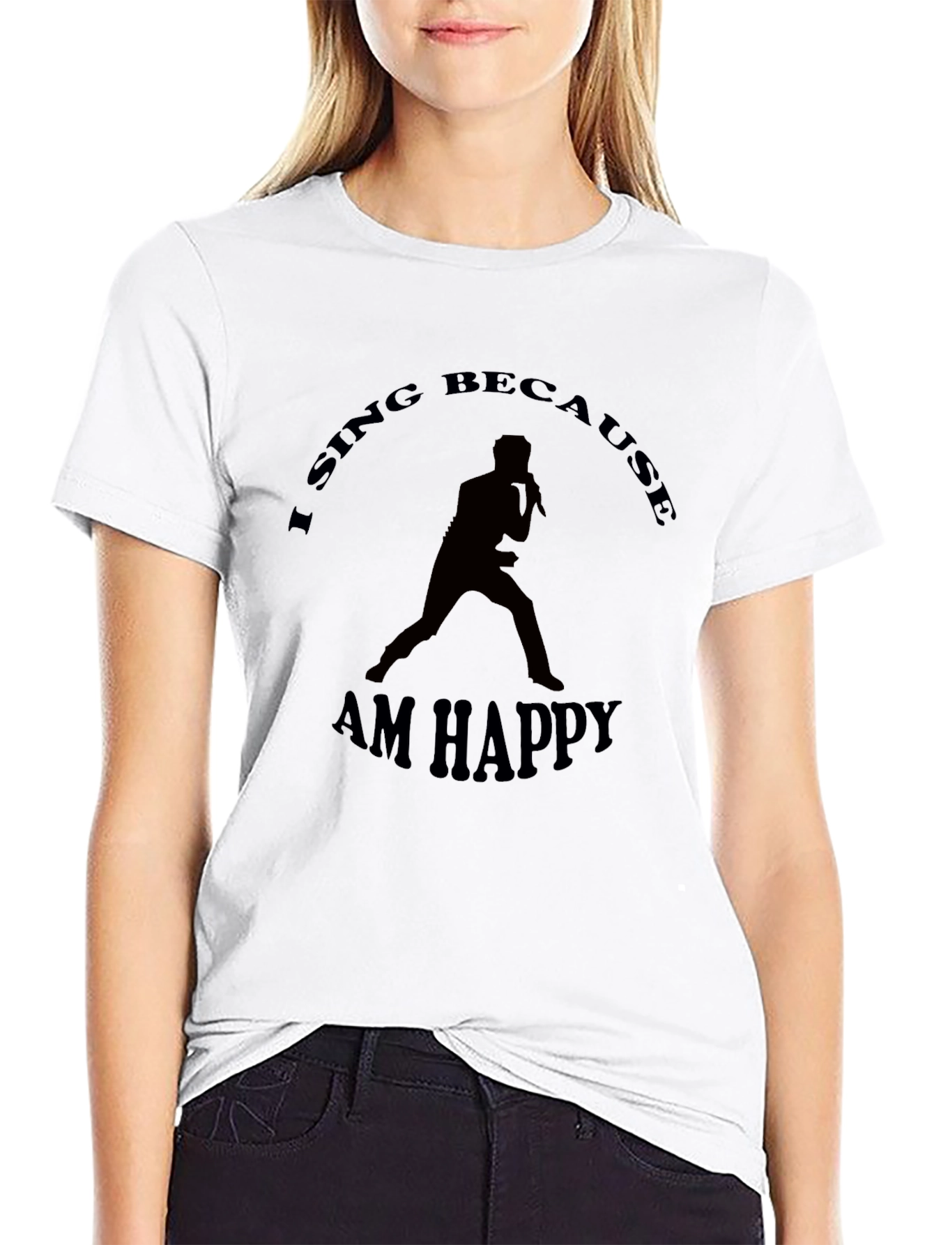 Black I Sing Because I Am Happy Graphic Tee view 9
