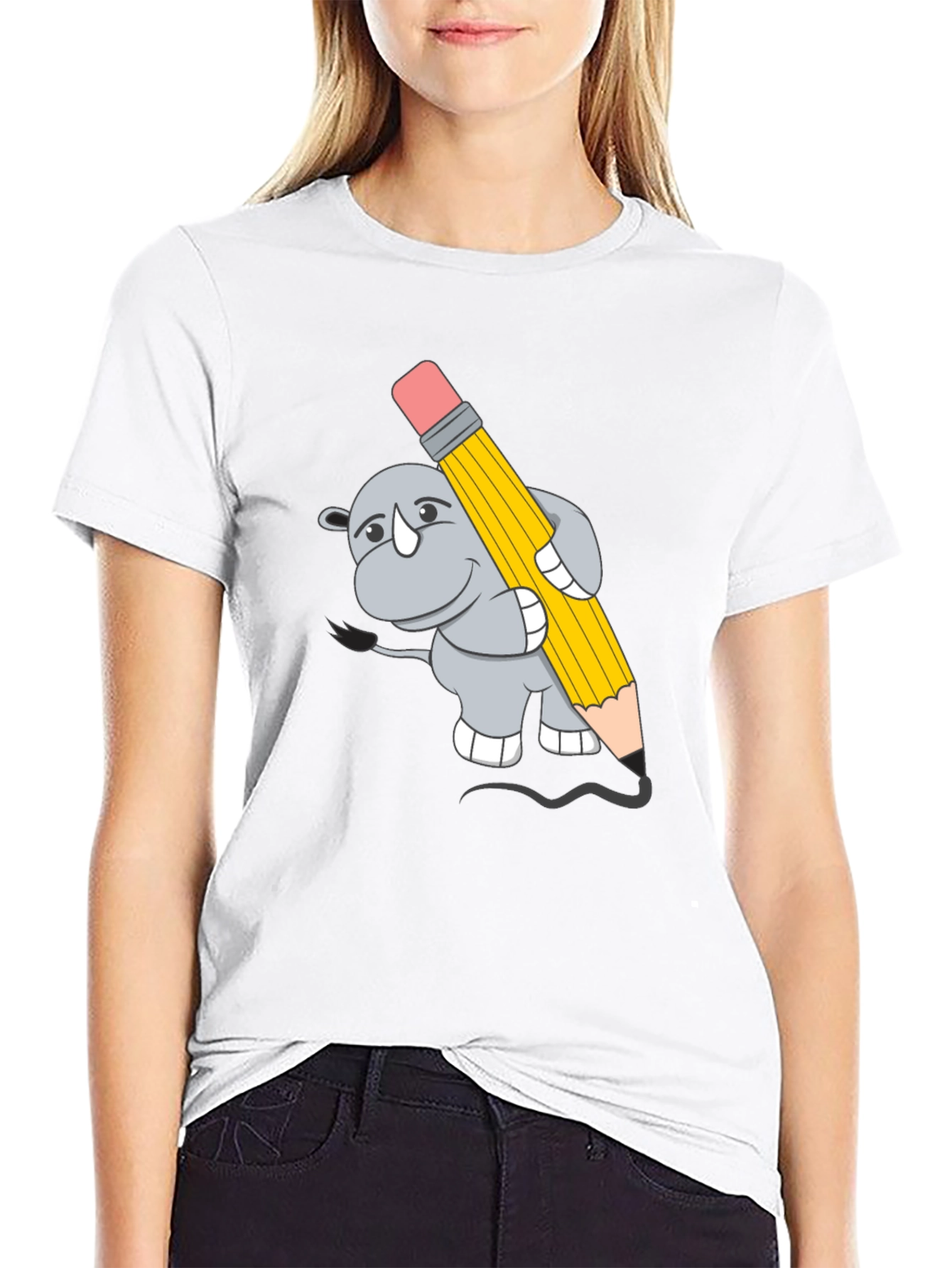 Black Rhino Artist Tee - Cartoon Animal Graphic T-Shirt view 9
