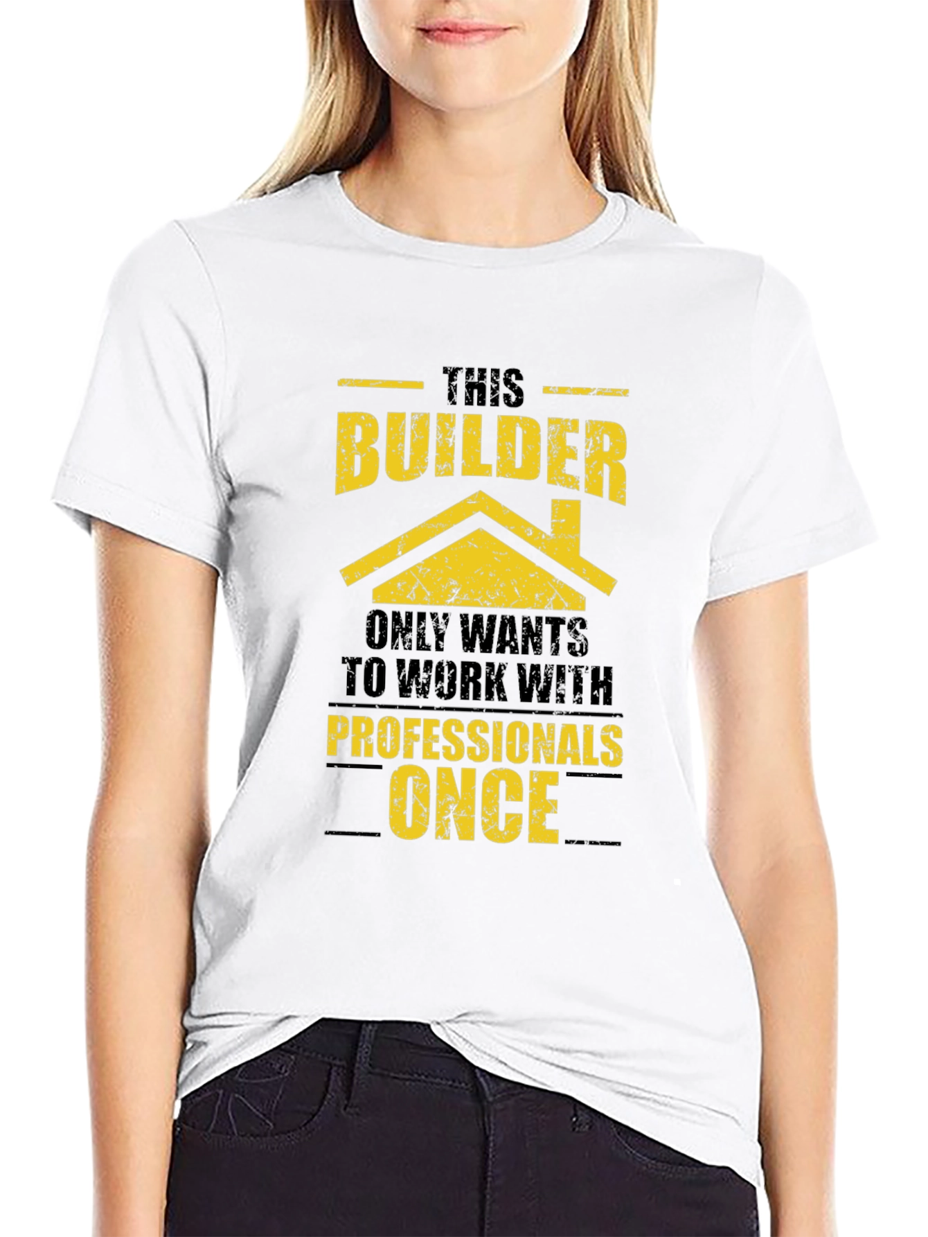 Black Builder Humor T-Shirt - Professional Work Only Once view 9