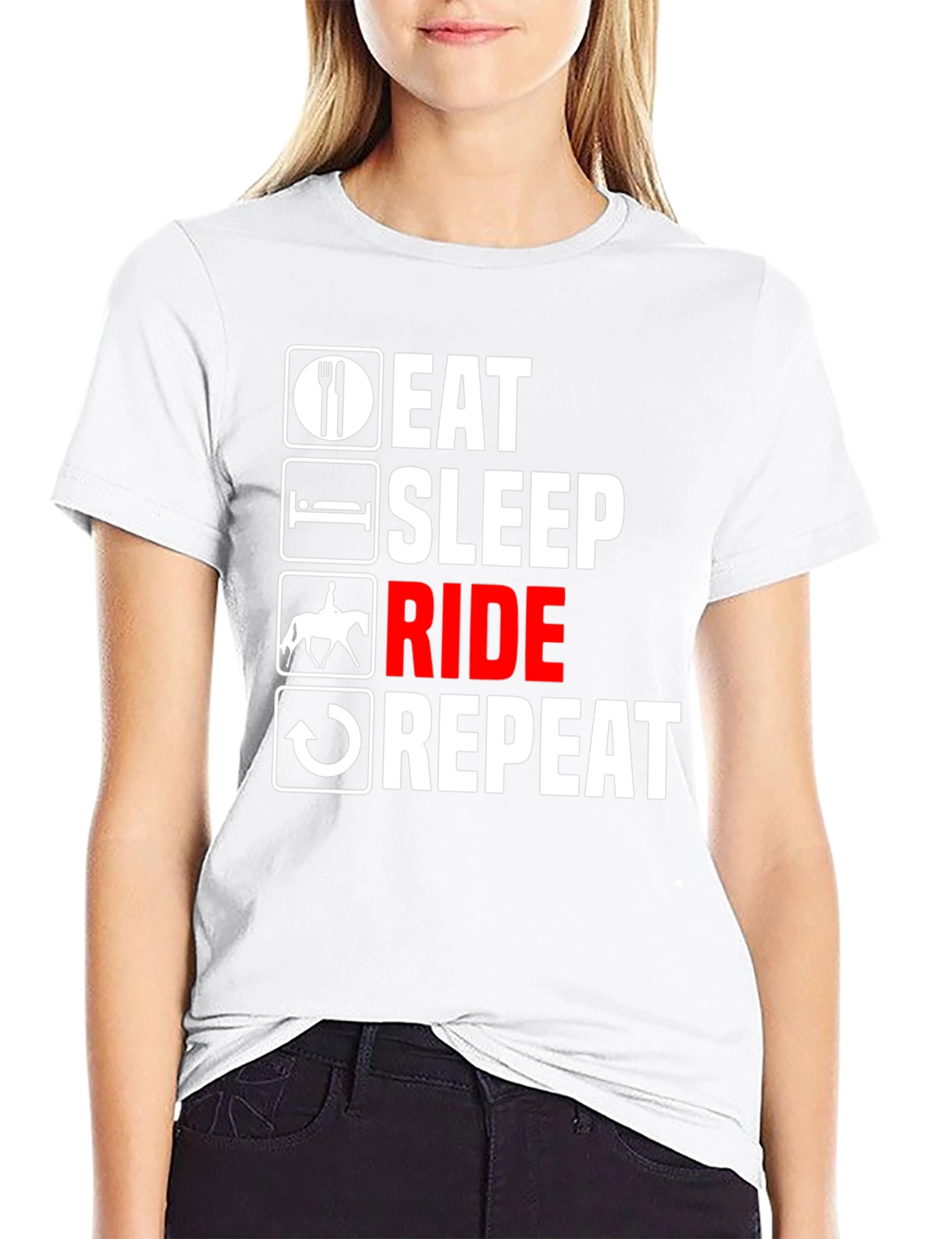 Black Eat Sleep Ride Repeat T-Shirt - Equestrian Life Tee view 9