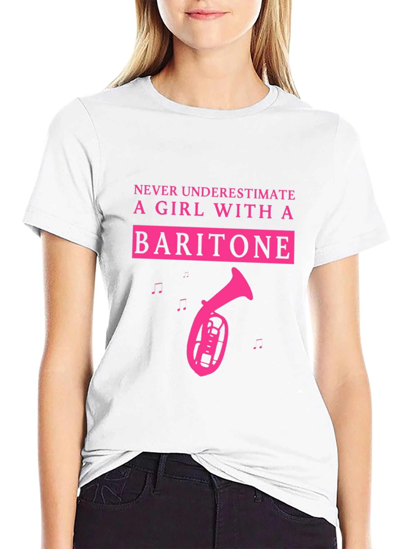 Black Baritone Girl T-Shirt - Musical Instrument Tee view 9