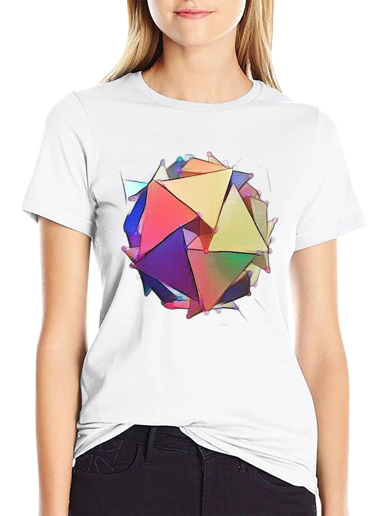 Black Abstract Geometric Prism Tee view 9