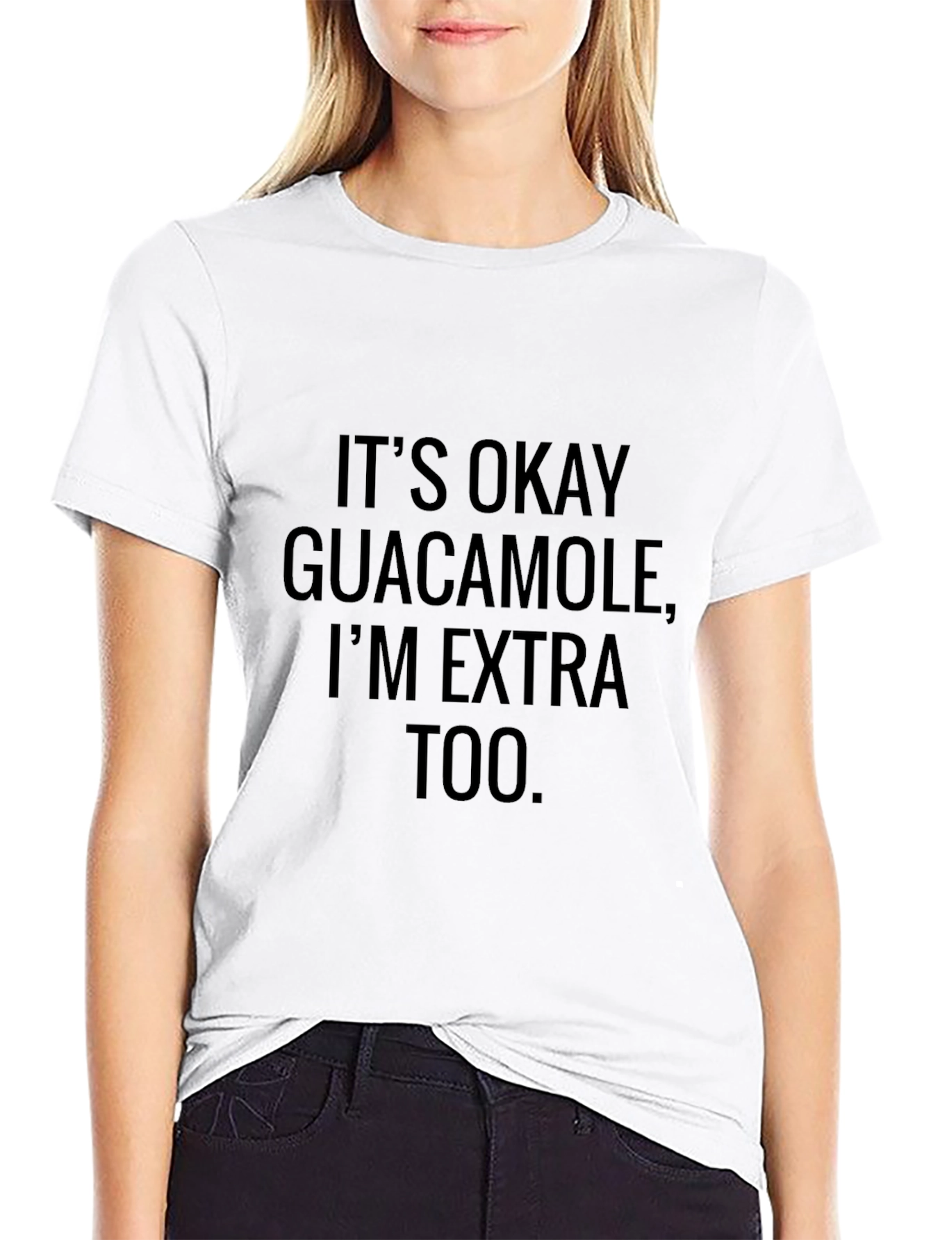 Black It's Okay Guacamole Funny T-Shirt view 9