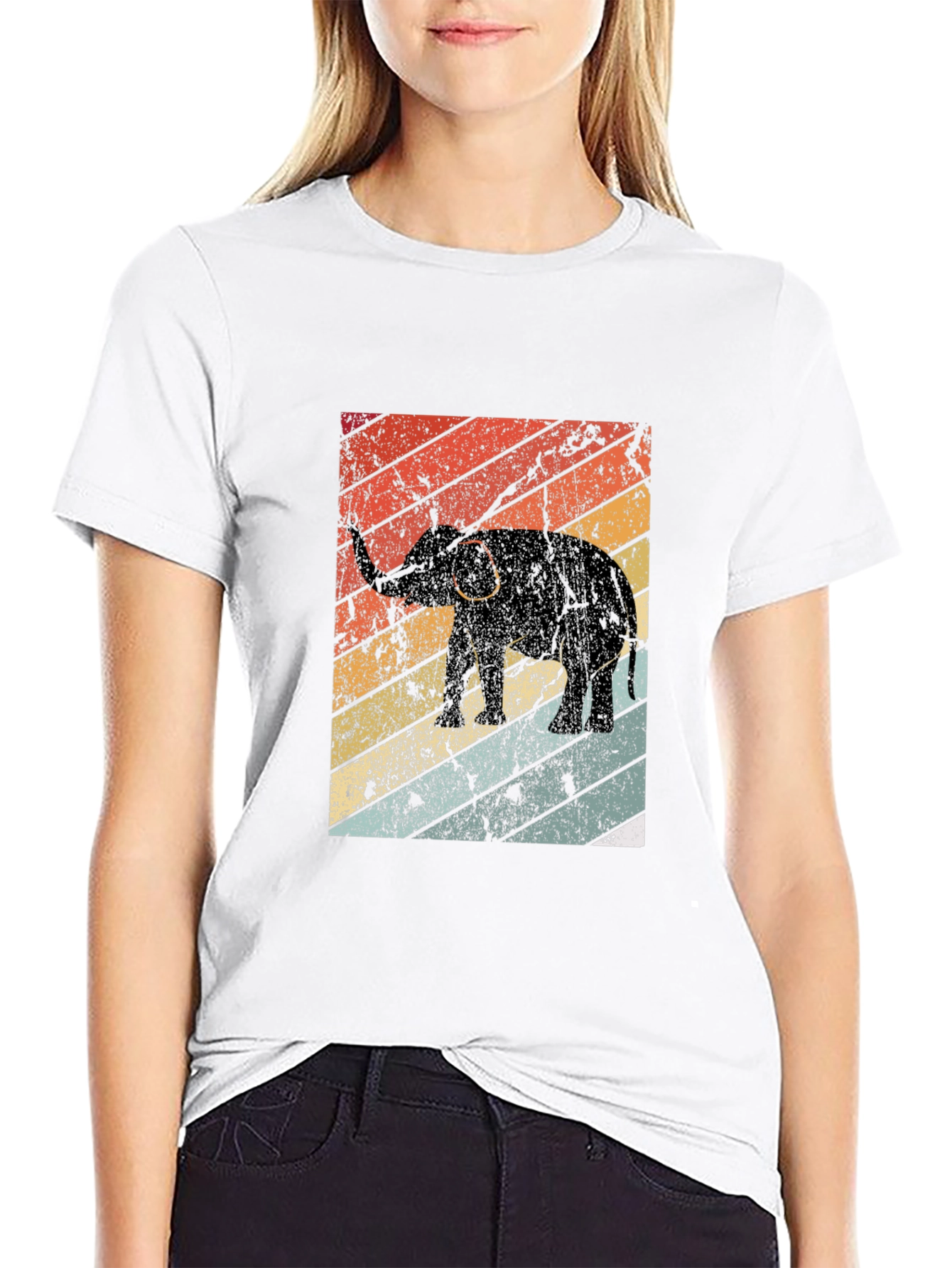 Black Retro Elephant Graphic T-Shirt - Stylish Cotton Tee view 9
