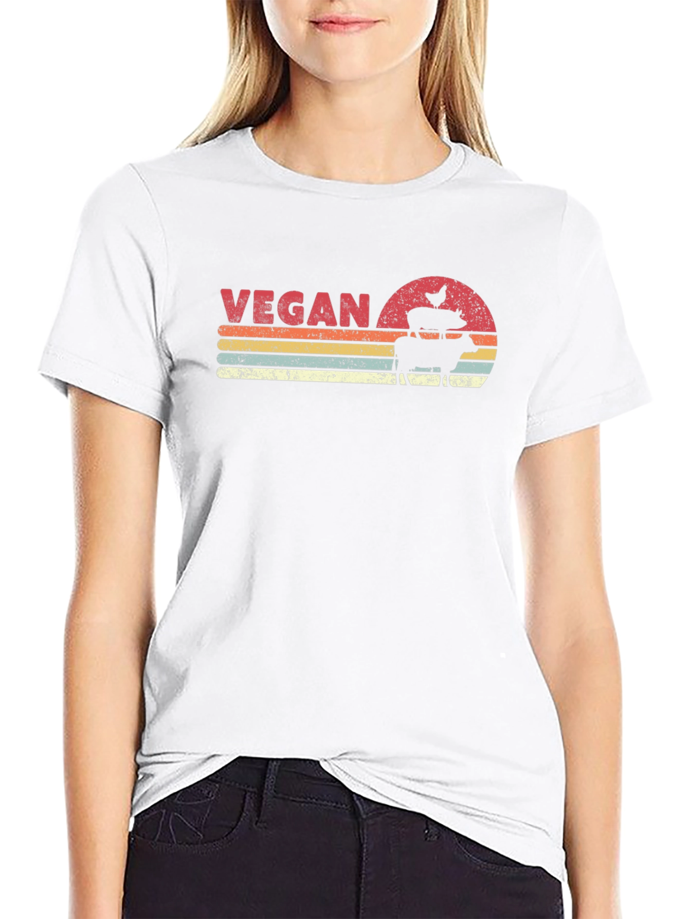 Black Vegan Retro Sunset T-Shirt view 9