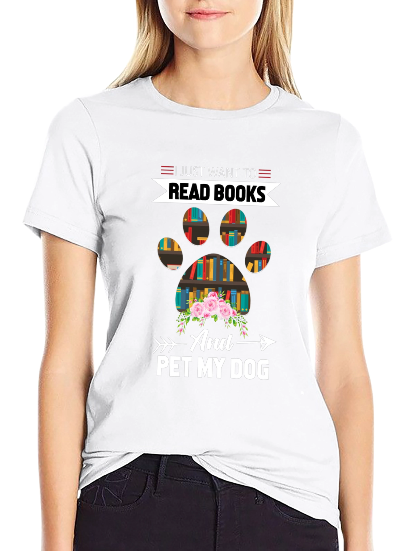 Black Read Books & Pet My Dog T-Shirt view 9