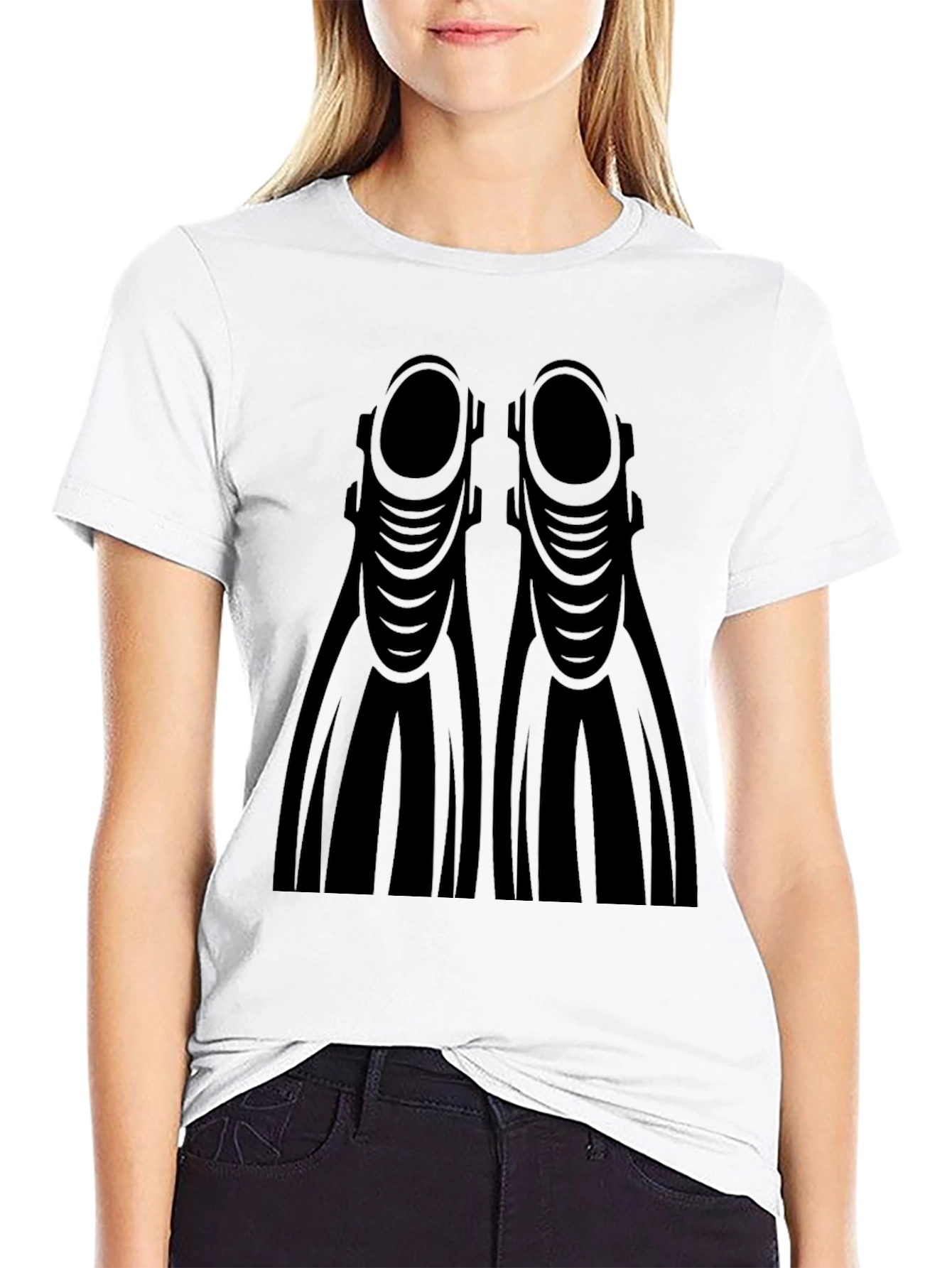 Black Diving Fins Graphic T-Shirt - Diver Tee view 9