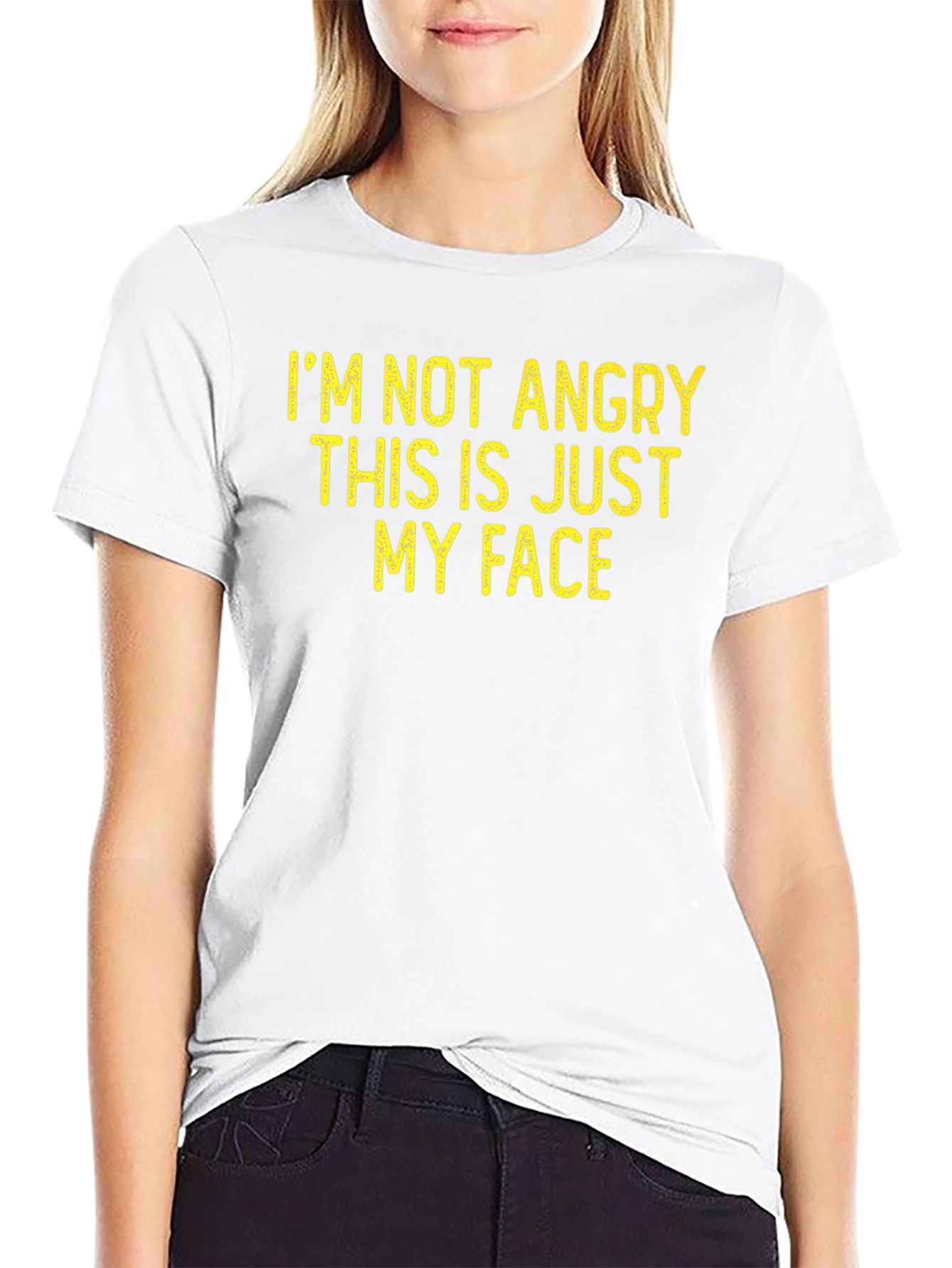 Black Funny Slogan Tee - I'm Not Angry, This is Just My Face! view 9