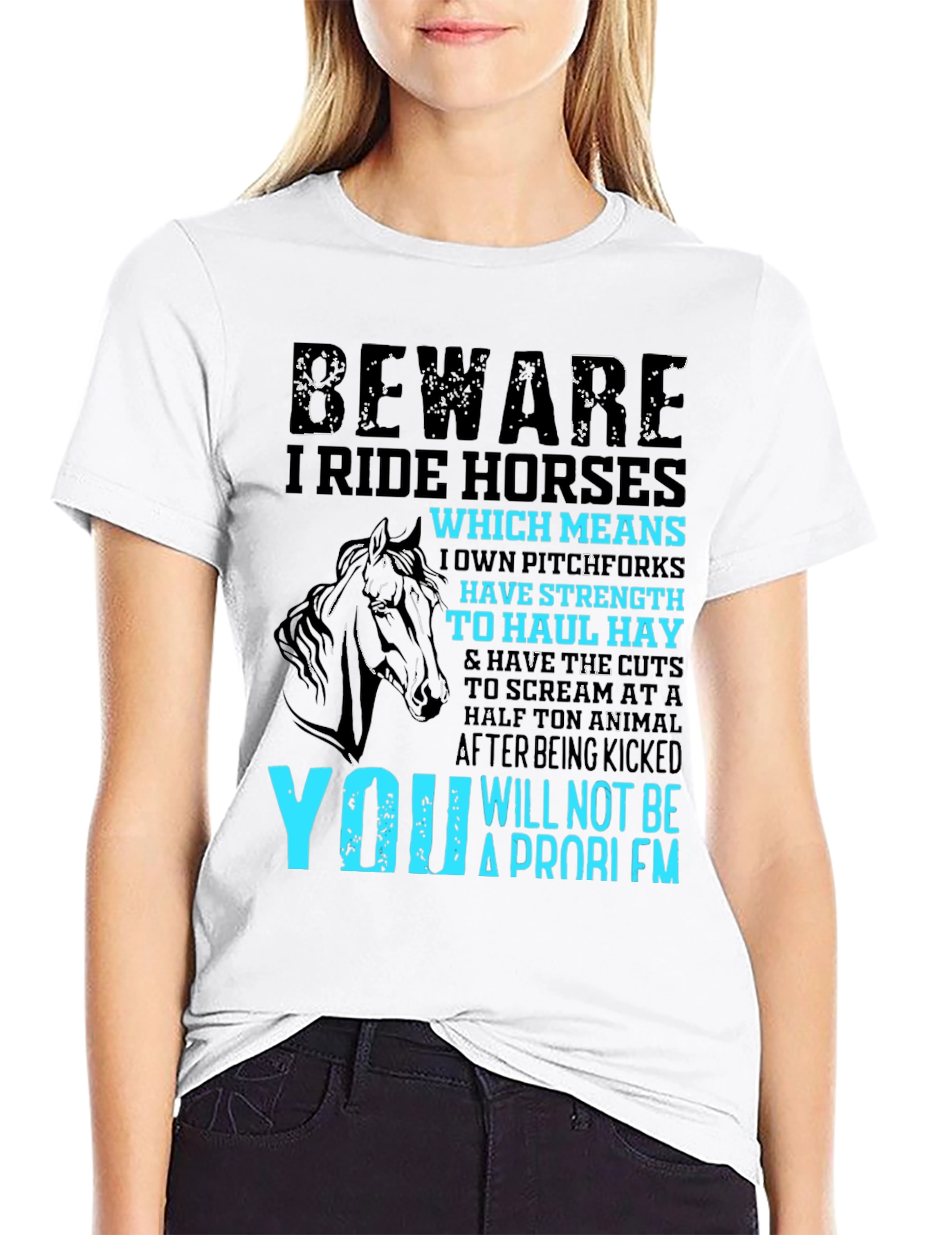 Black Beware I Ride Horses T-Shirt view 9