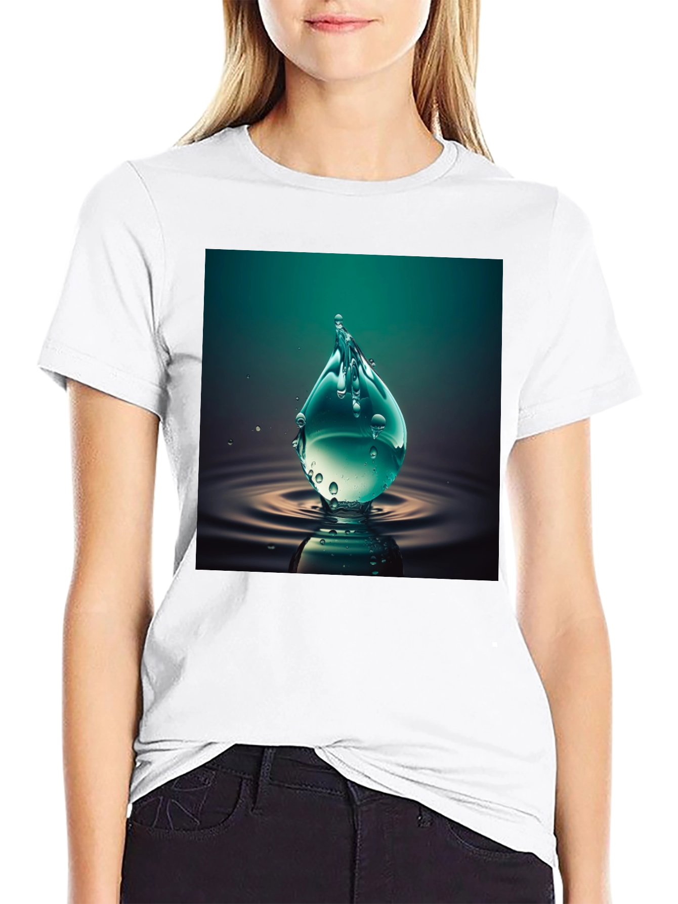 Black Water Drop Graphic Tee - Cool Black T-Shirt view 9