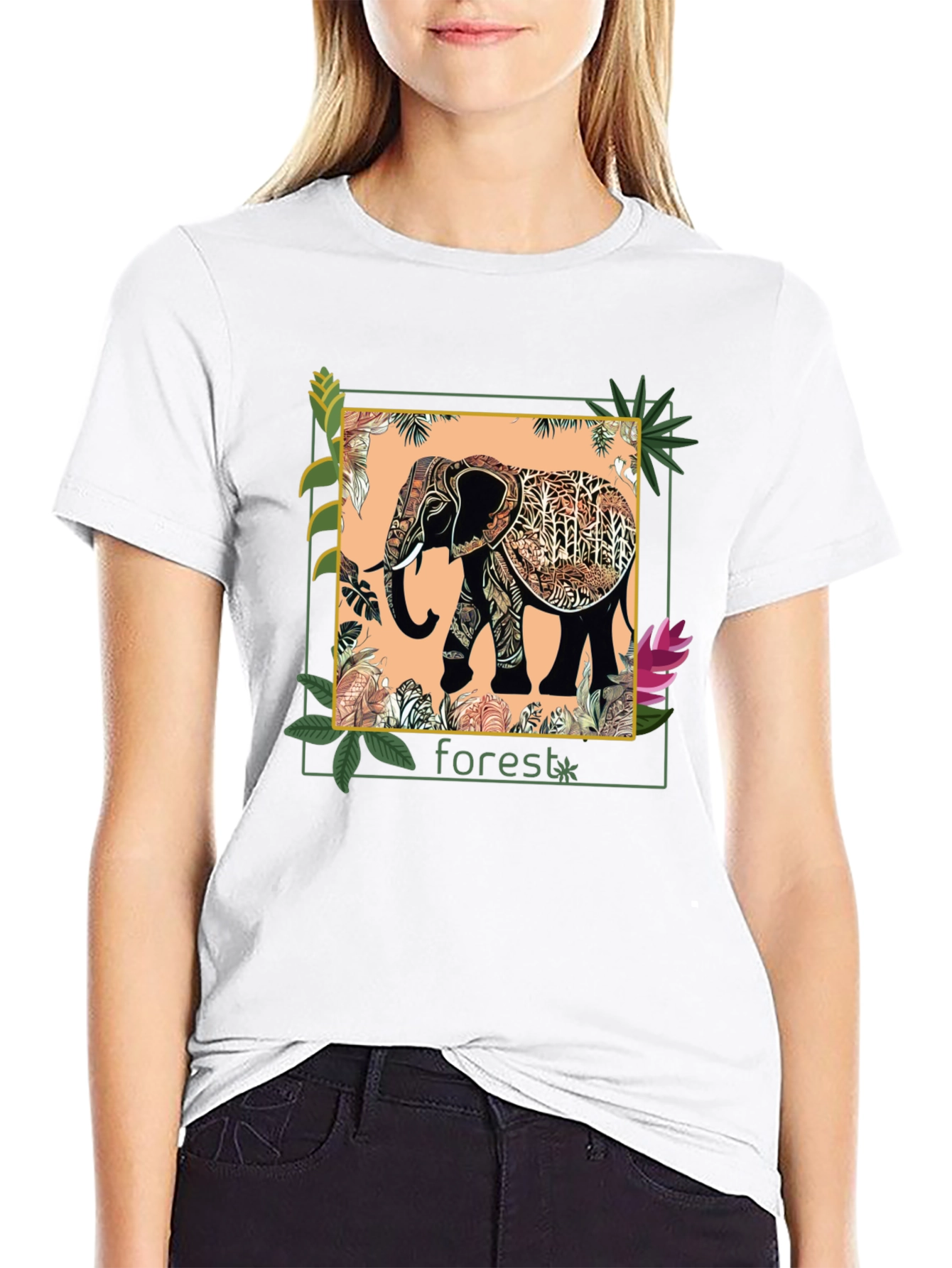 Black Elephant Forest Graphic Tee - Black view 9