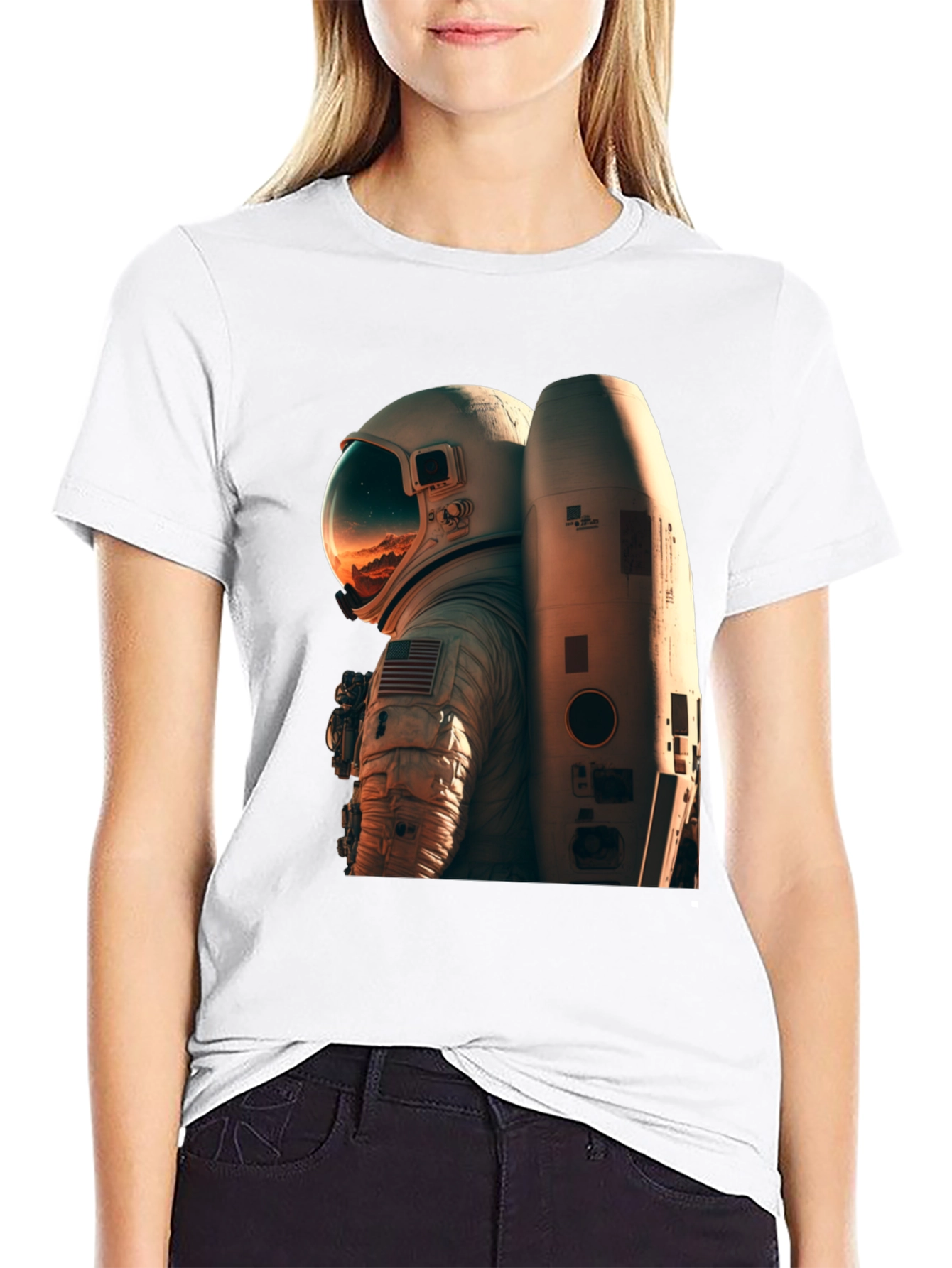 Black Astronaut Graphic Tee - Black Unisex T-Shirt view 9