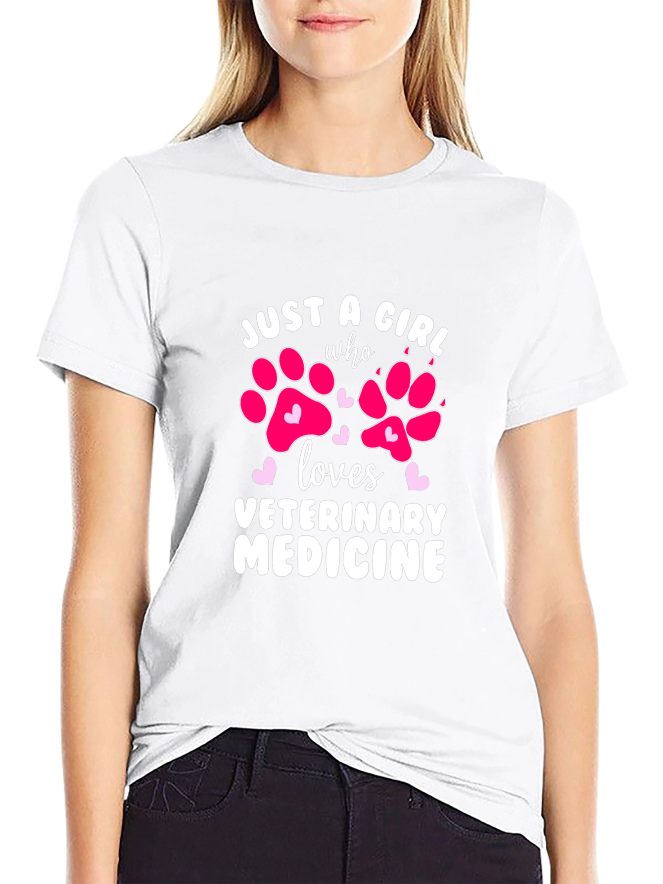 Black Just A Girl Who Loves Veterinary Medicine T-Shirt view 9