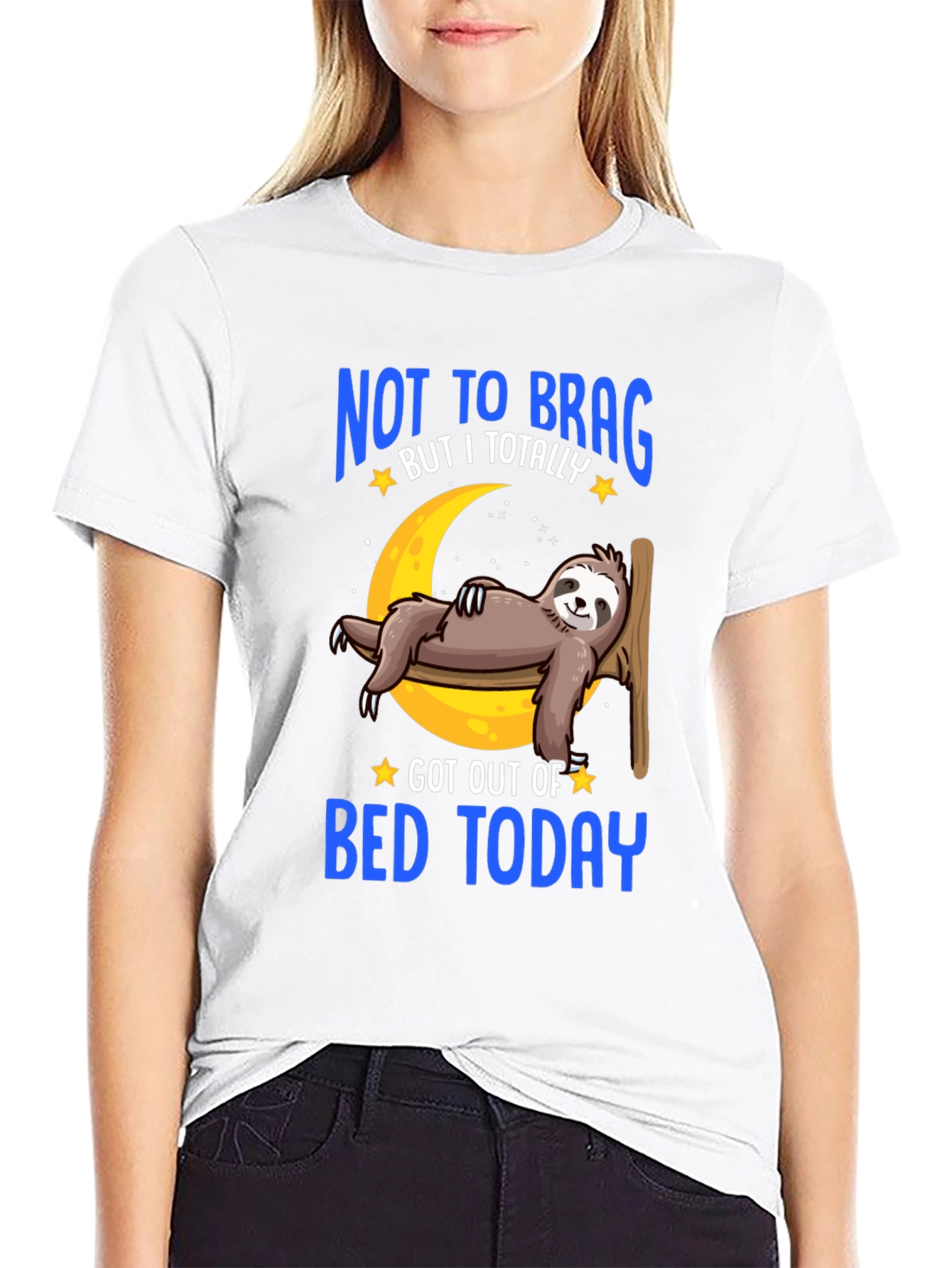 Black Funny Sloth T-Shirt - Not to Brag Got Out of Bed Today view 9