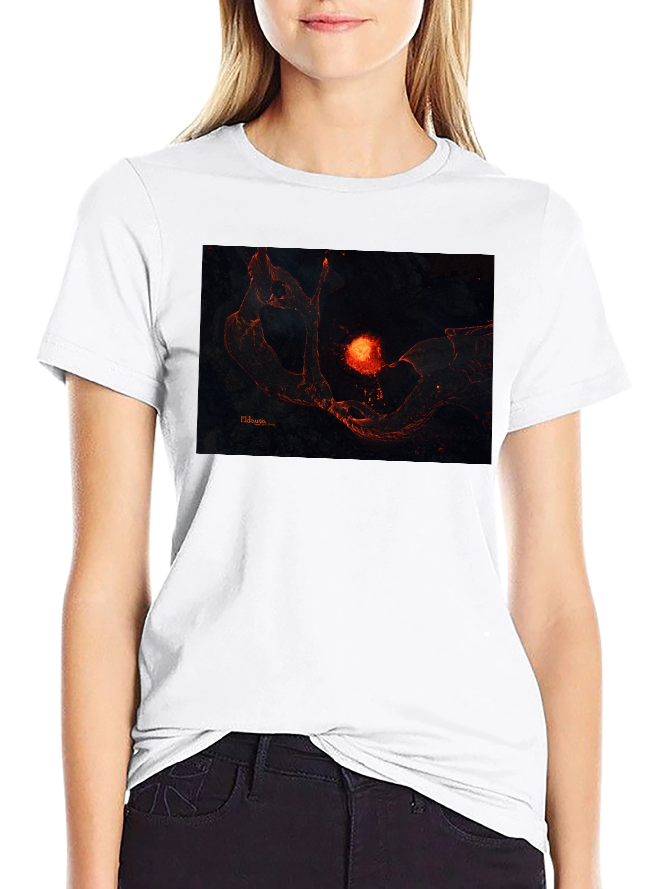 Black Lava Landscape Graphic Black T-Shirt view 9