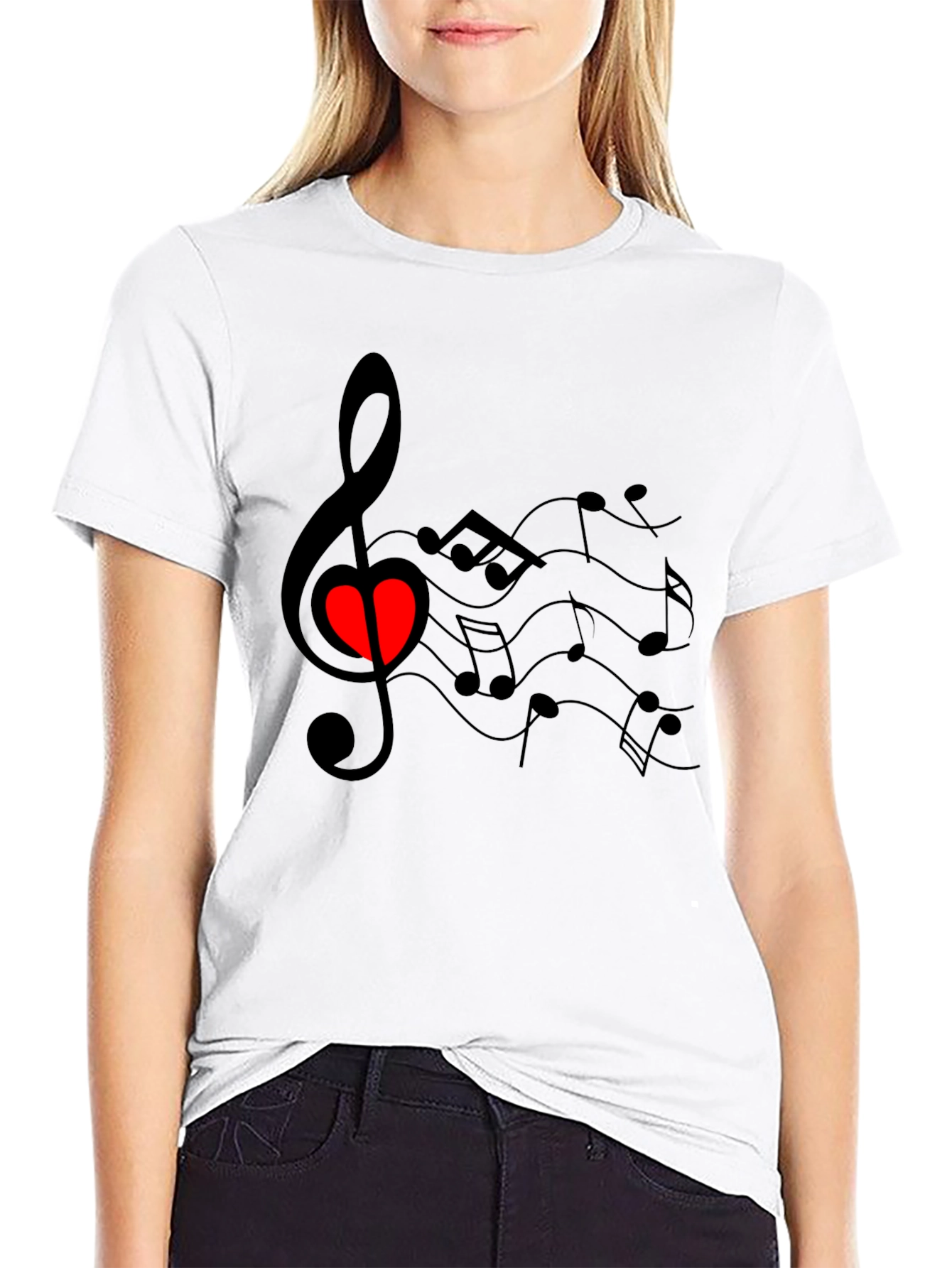 Black Musical Heart T-Shirt - Black Cotton Blend view 9
