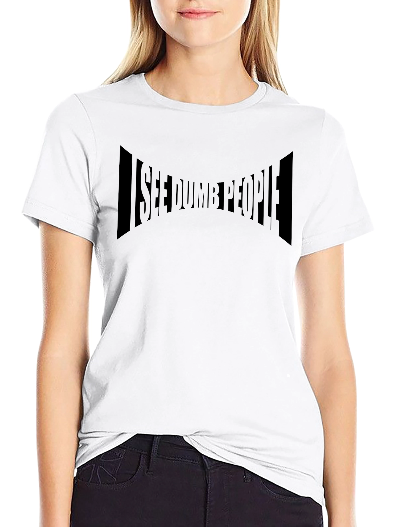 Black I See Dumb People Graphic T-Shirt - Black view 9