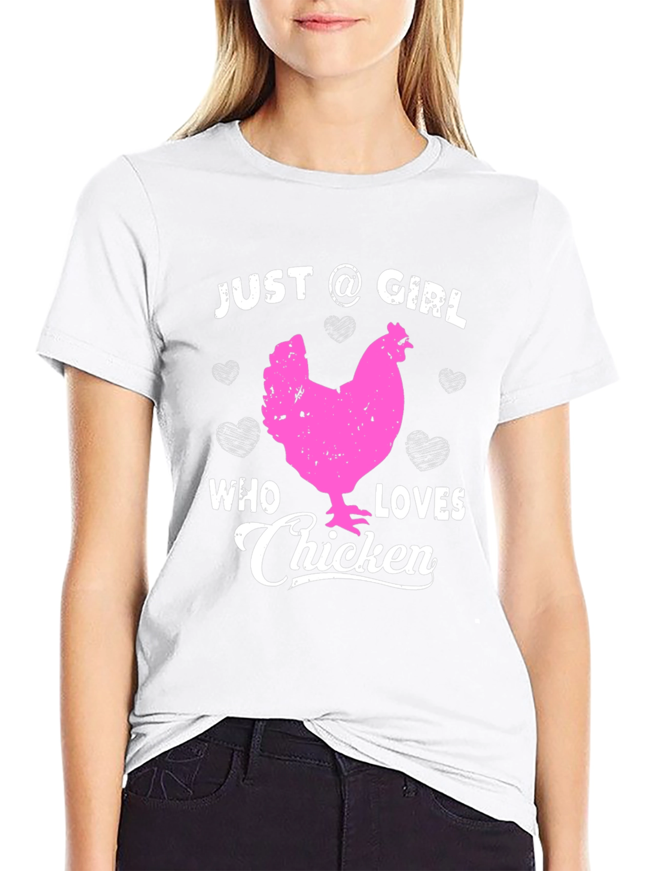Black Just a Girl Who Loves Chicken T-Shirt view 9