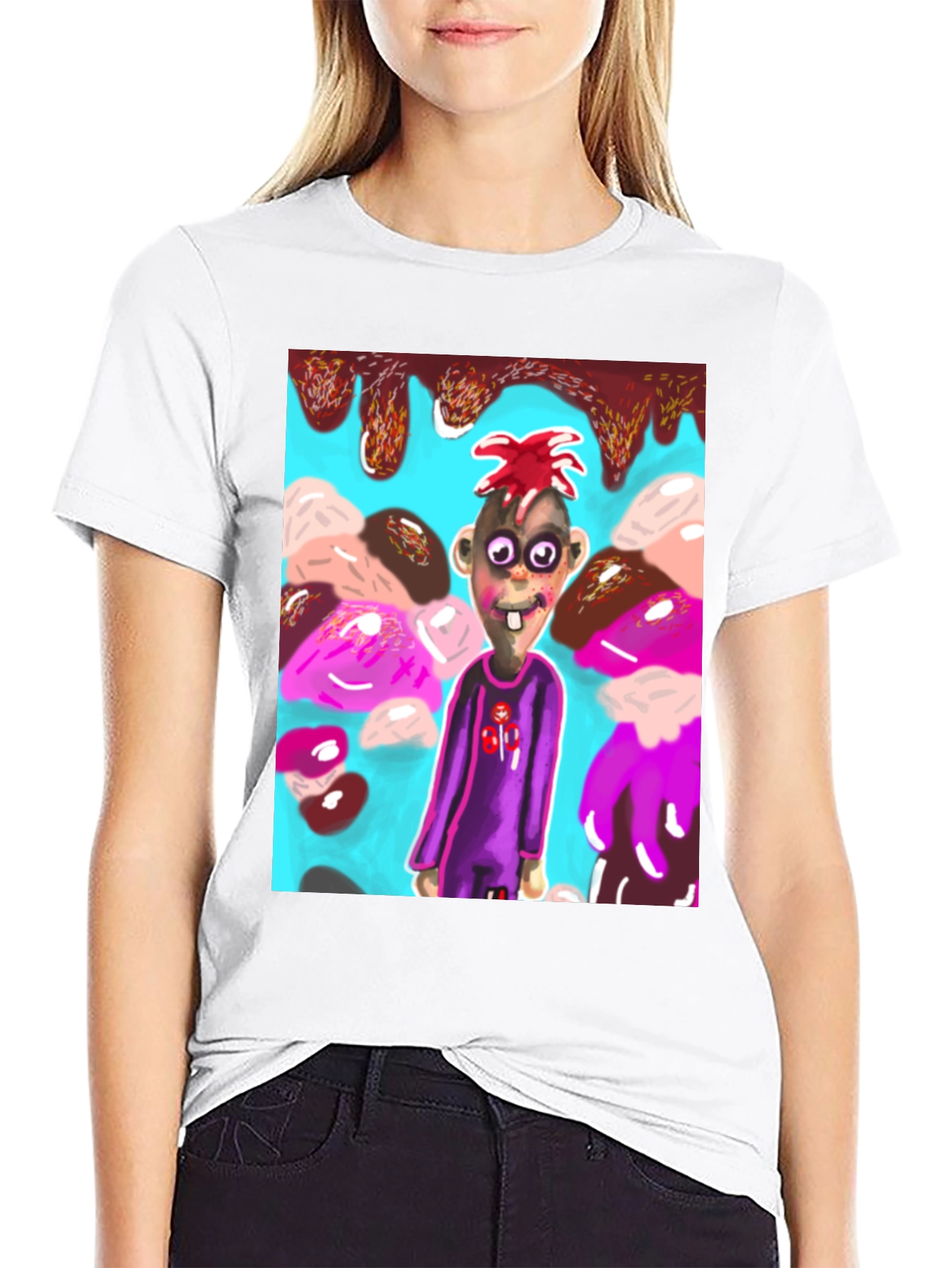 Black Cartoon Character Graphic Tee view 9