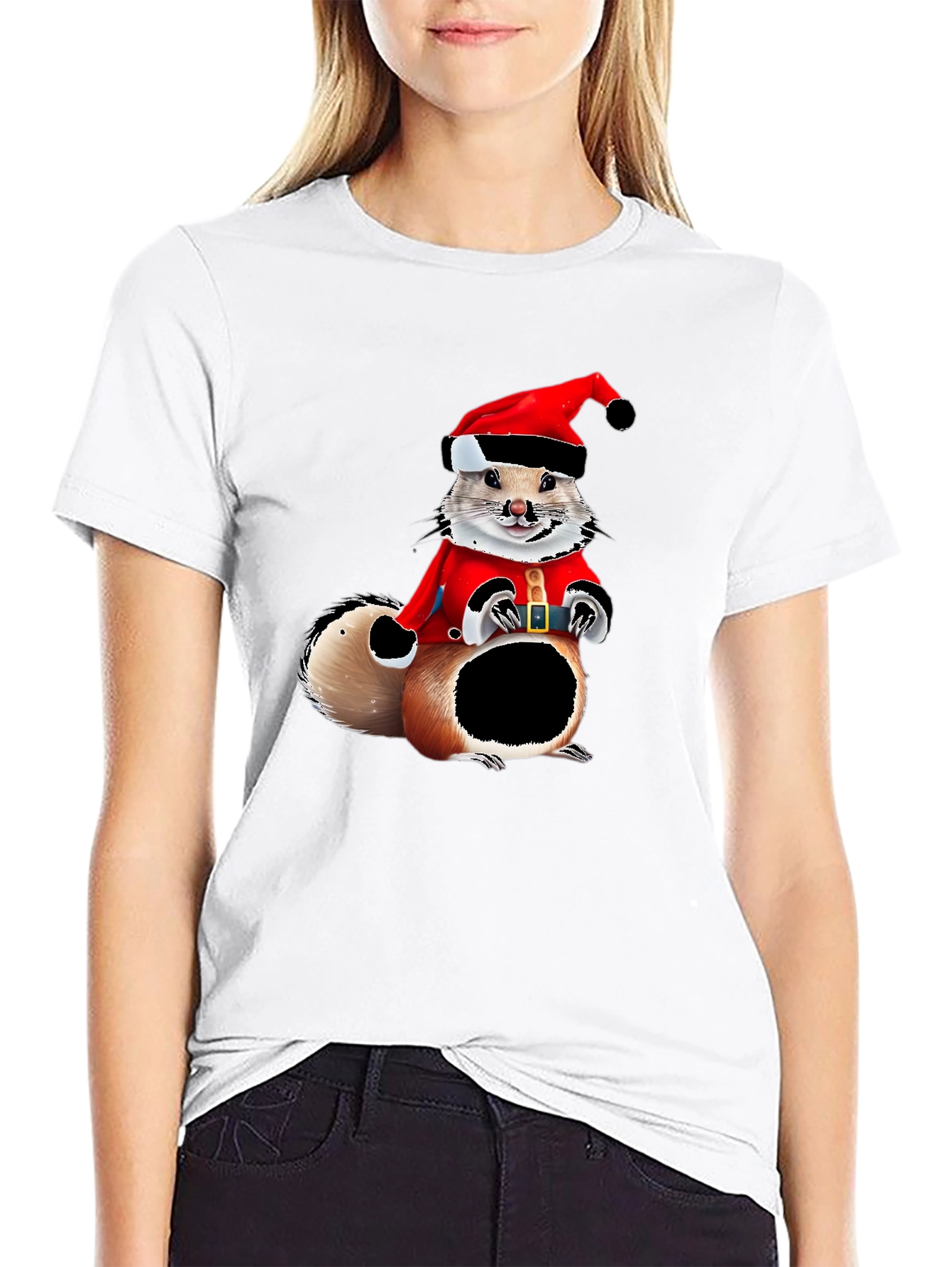 Black Festive Squirrel Graphic Tee view 9