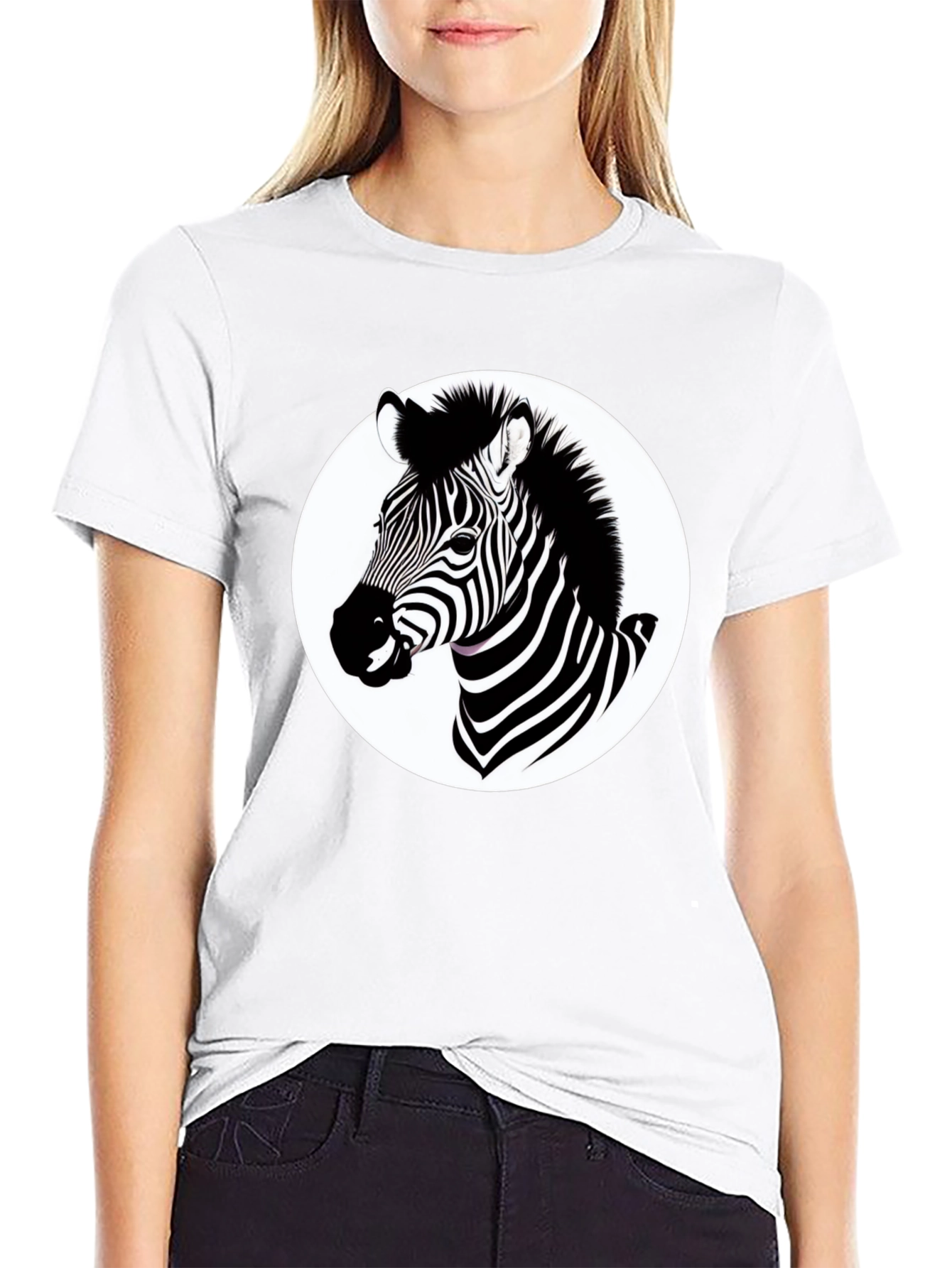 Black Zebra Graphic T-Shirt - Black Cotton Blend Tee view 9