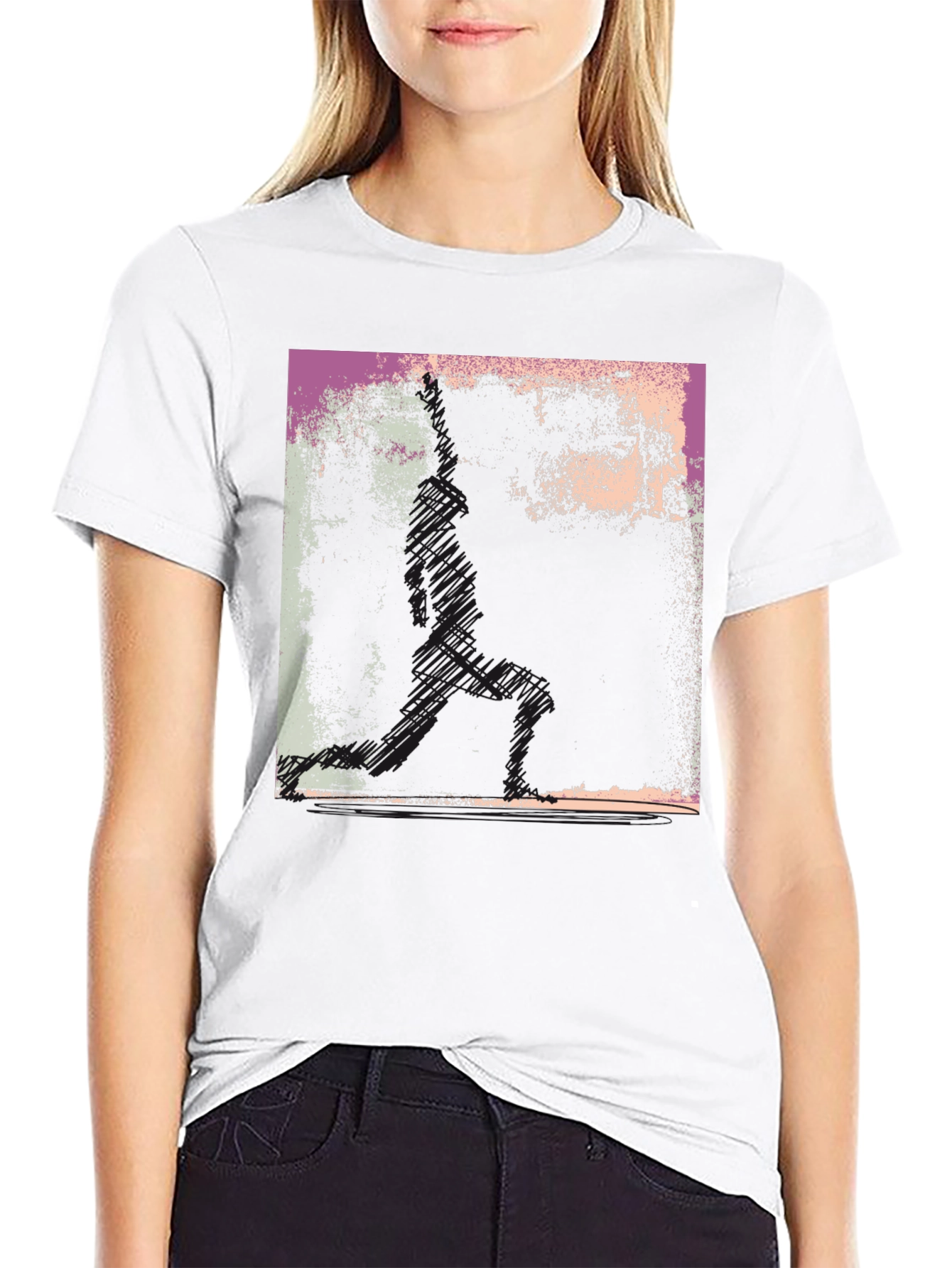 Black Abstract Graphic Print Black T-Shirt view 9