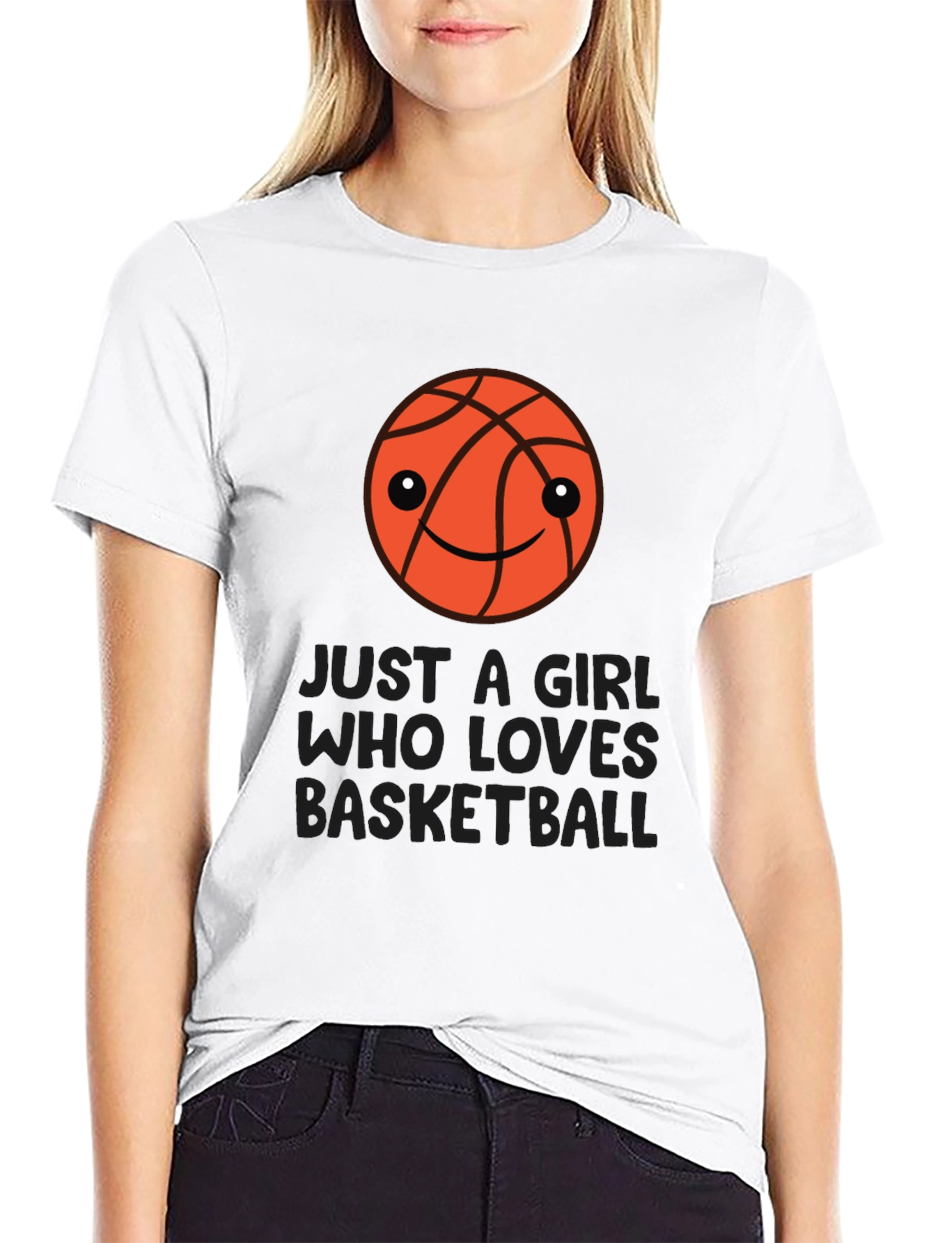 Black Just a Girl Who Loves Basketball T-Shirt view 9