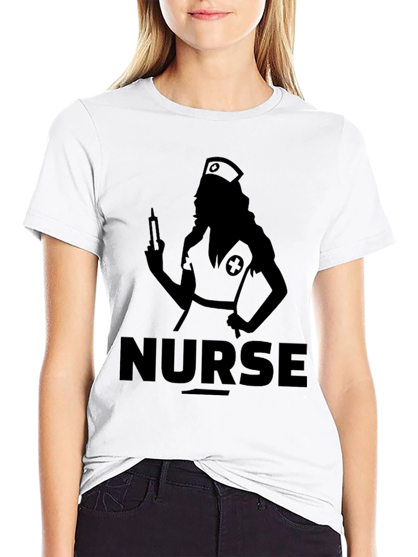 Black Nurse Silhouette Graphic Tee - Classic Black view 9