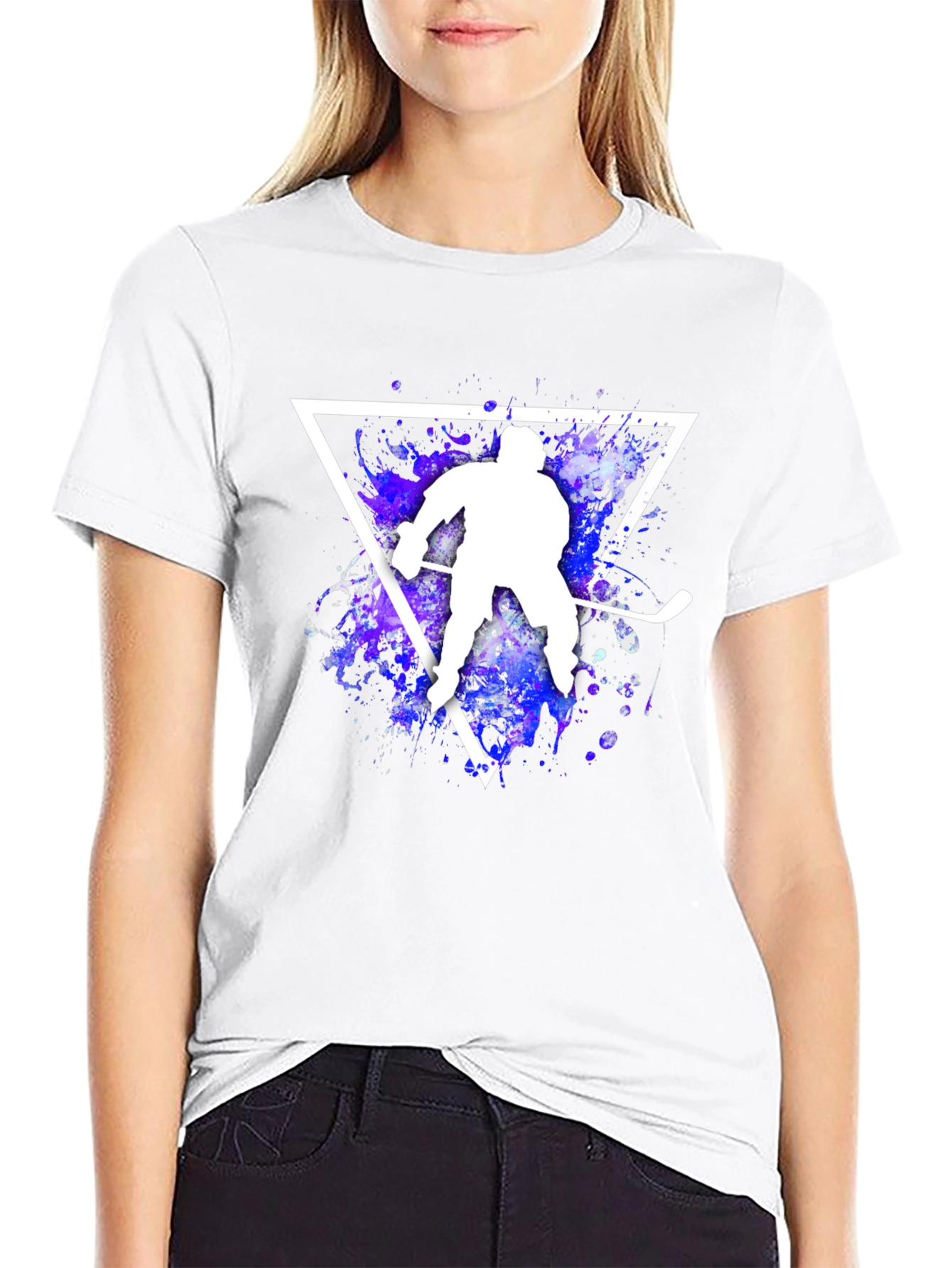 Black Hockey Player Graphic T-Shirt view 9