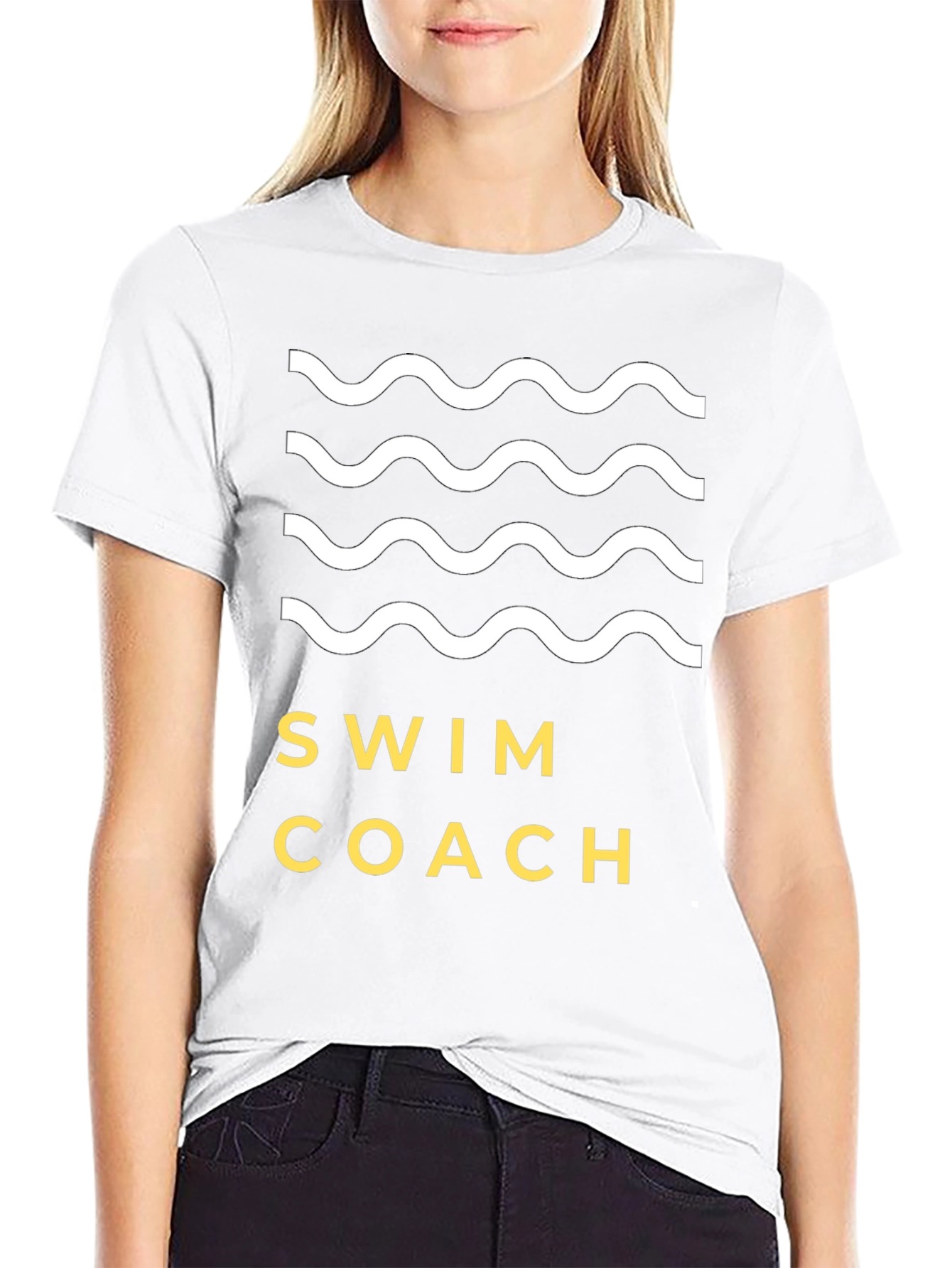Swim Coach T-Shirt - Wavy Graphic Tee - 9
