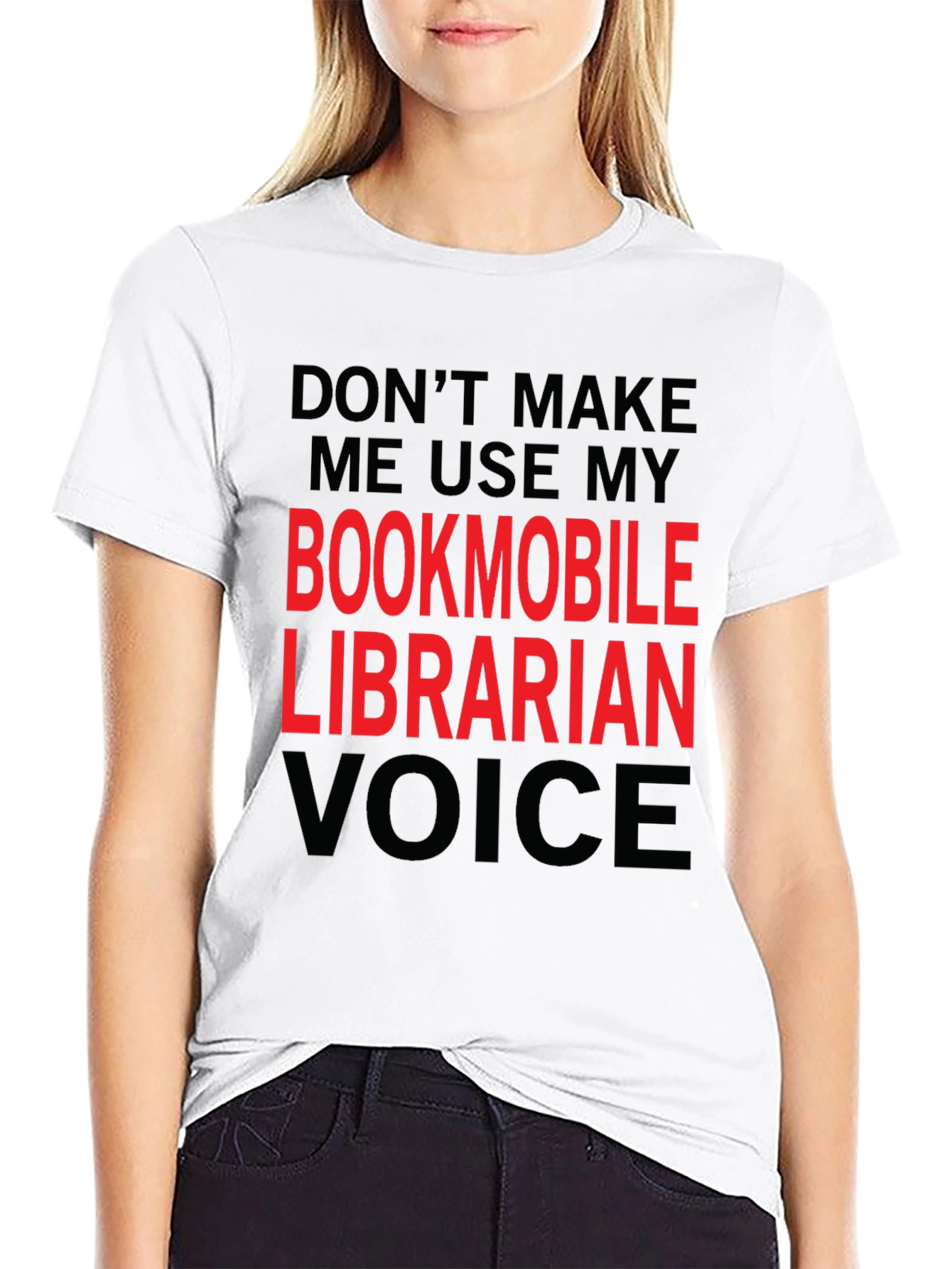 Black Bookmobile Librarian Voice T-Shirt view 9