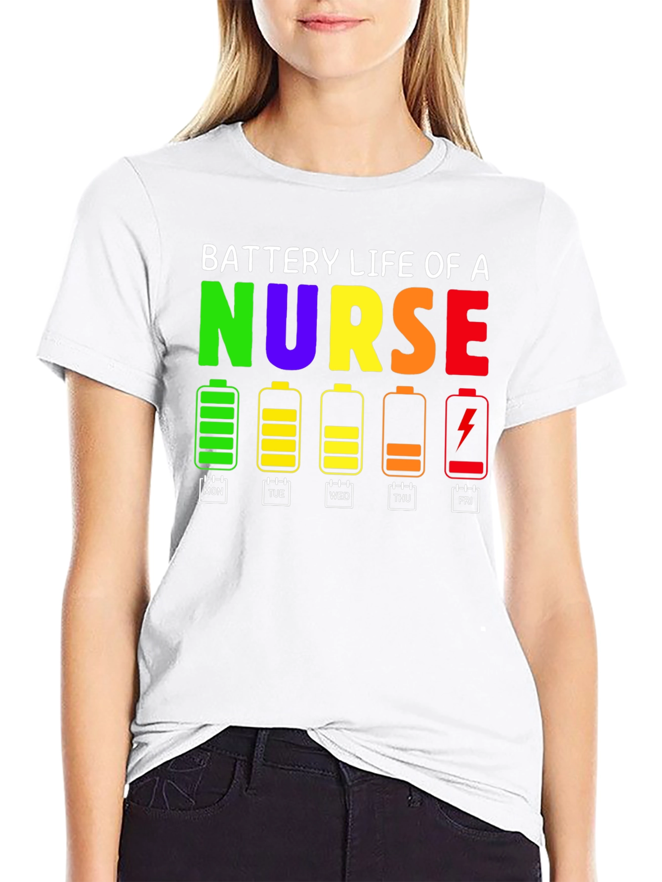 Black Battery Life of a Nurse T-Shirt view 9