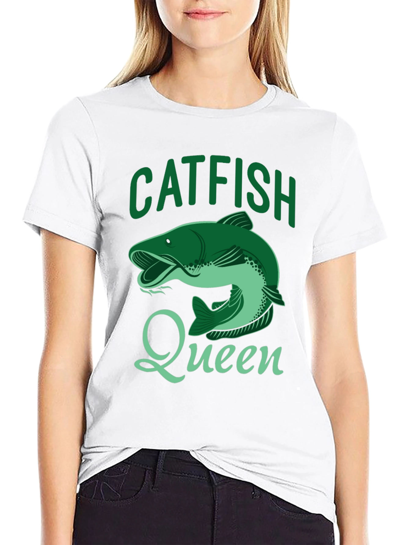 Black Catfish Queen Black T-Shirt - Fishing Apparel view 9
