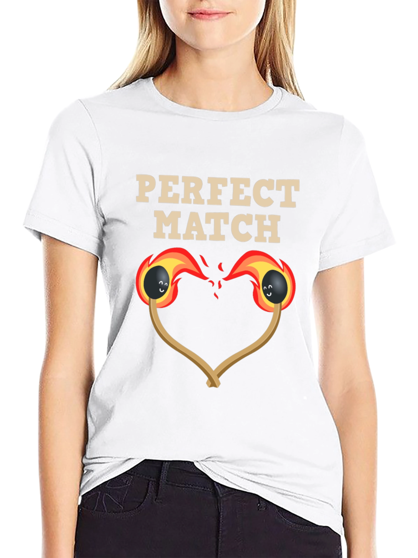 Black Perfect Match T-Shirt Funny Couples Tee view 9
