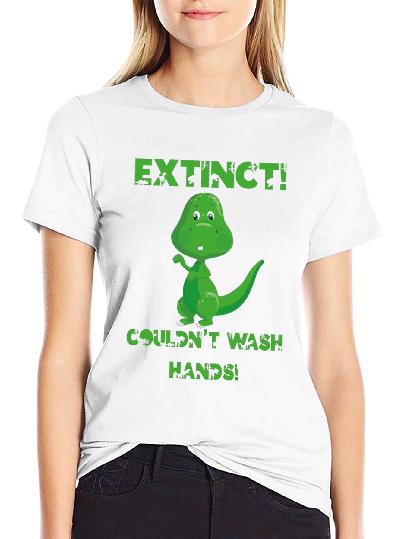 Black Extinct Dinosaur Wash Hands Graphic T-Shirt view 9
