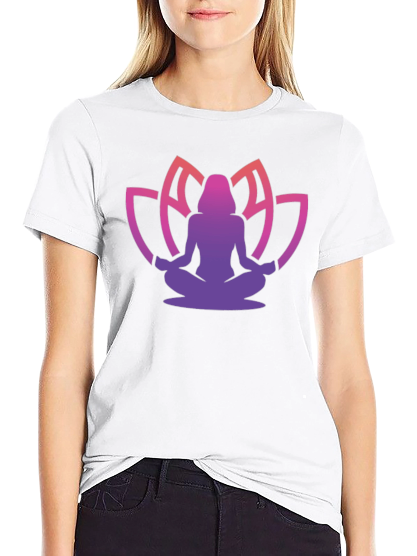 Black Meditative Lotus T-Shirt - Black view 9